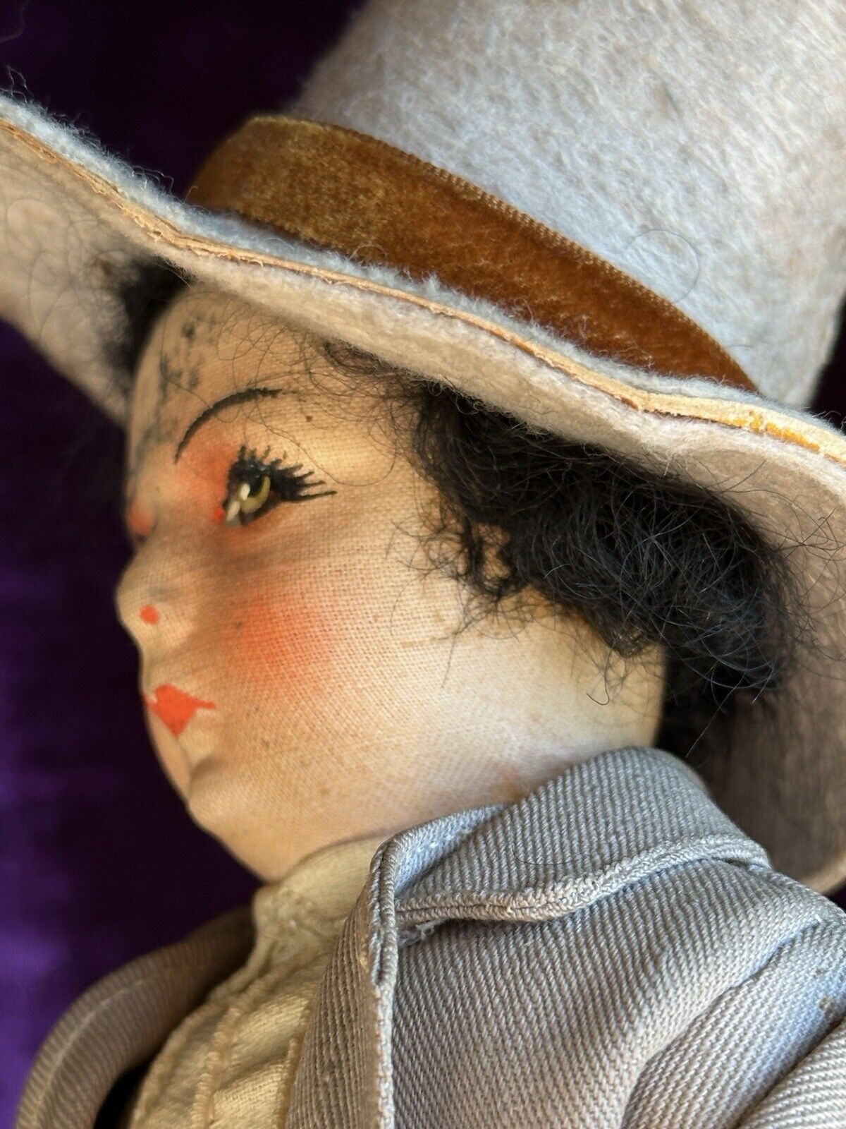 All Original Vintage Early Spanish 10.5” Munecas Pages Hard Mask Cloth Doll