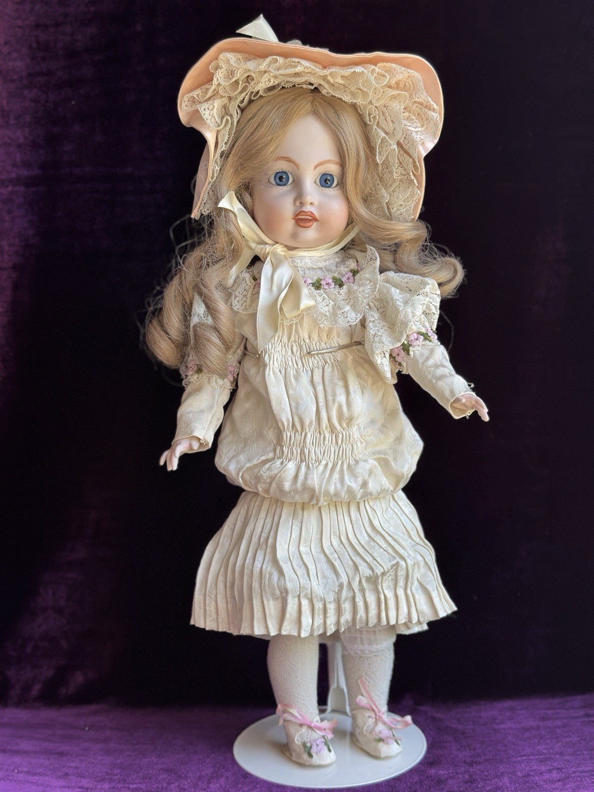 Vintage All Porcelain 19” Reproduction of Antique French Bru Circle Dot Doll