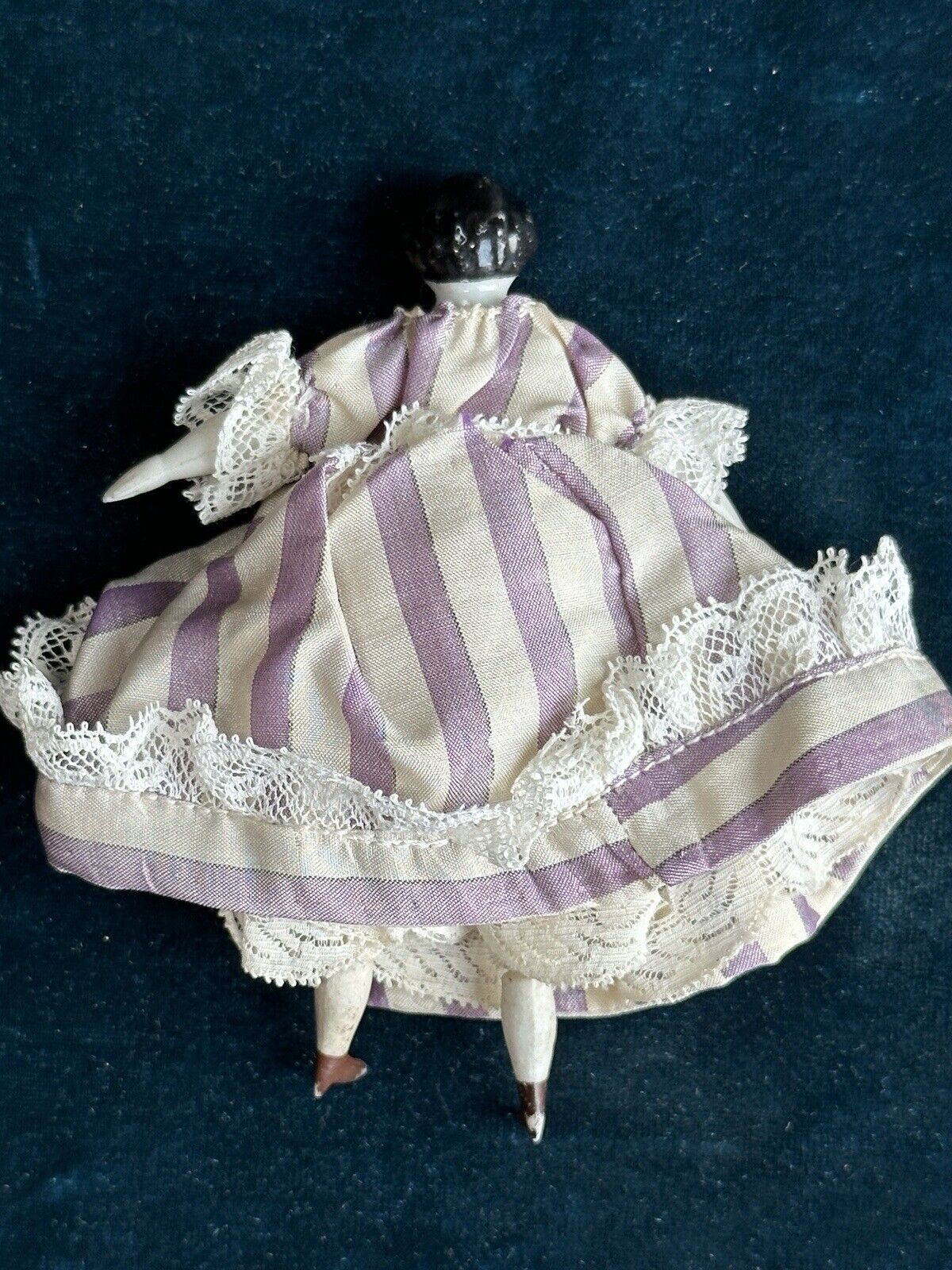 Antique German Miniature Dollhouse 4” Flat Top China Shoulder Head Lady Doll