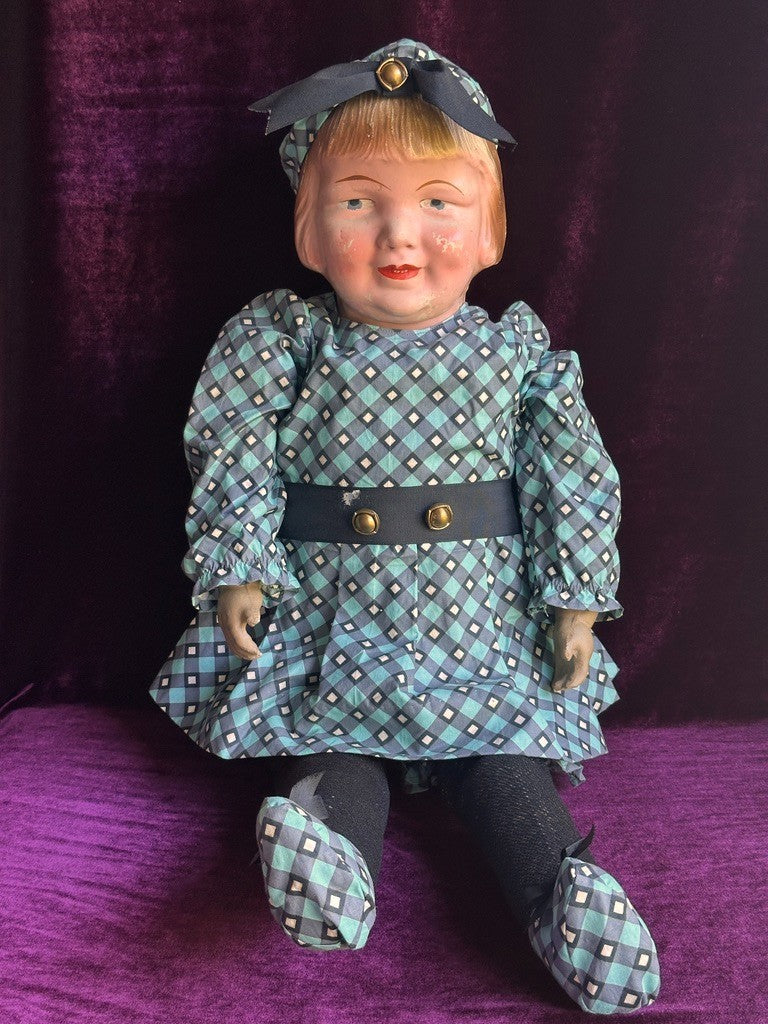 Antique American 31” Elektra (?) Amberg (?) Composition Character Girl Doll