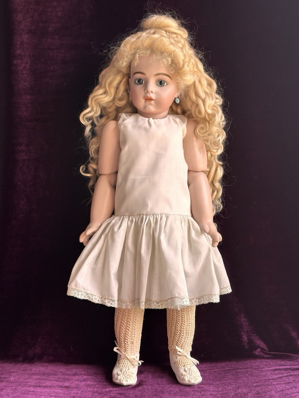 Vintage Porcelain/Comp. 22” Artist Reproduction of Antique French Bru Jne Doll