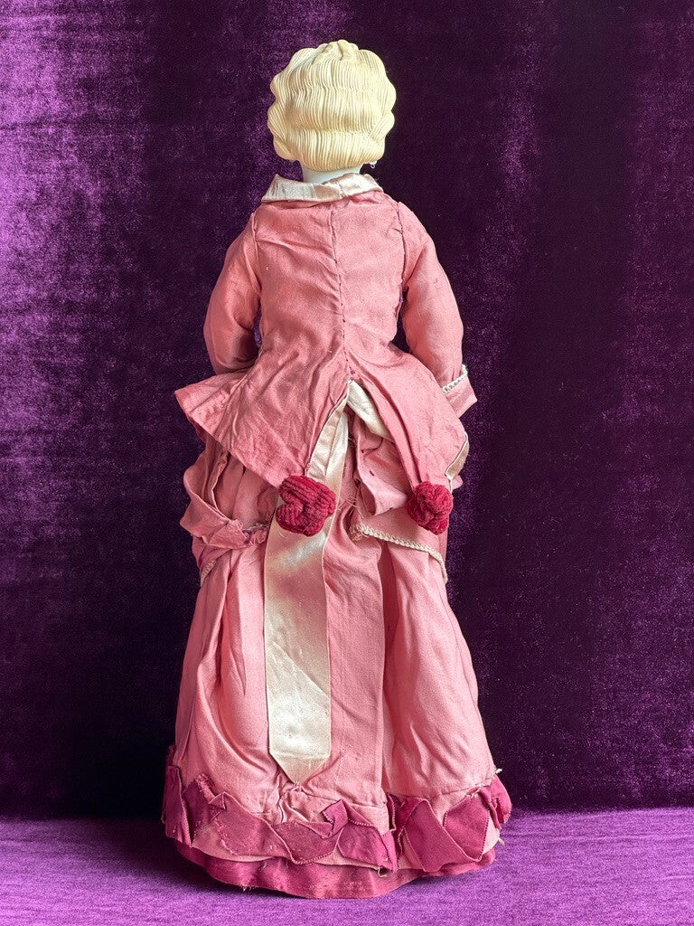 Very Rare 16” Antique German Glass Eyes Parian China Bisque Head Fashion Doll