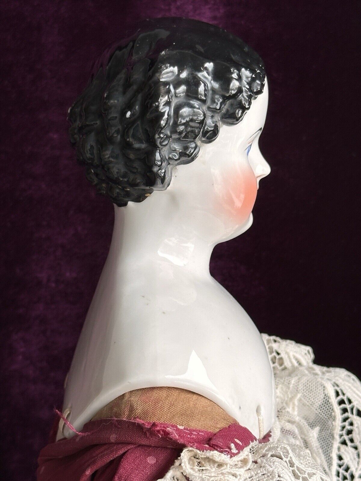 Antique German 22.5” Flat Top Highbrow China Shoulder Head Doll