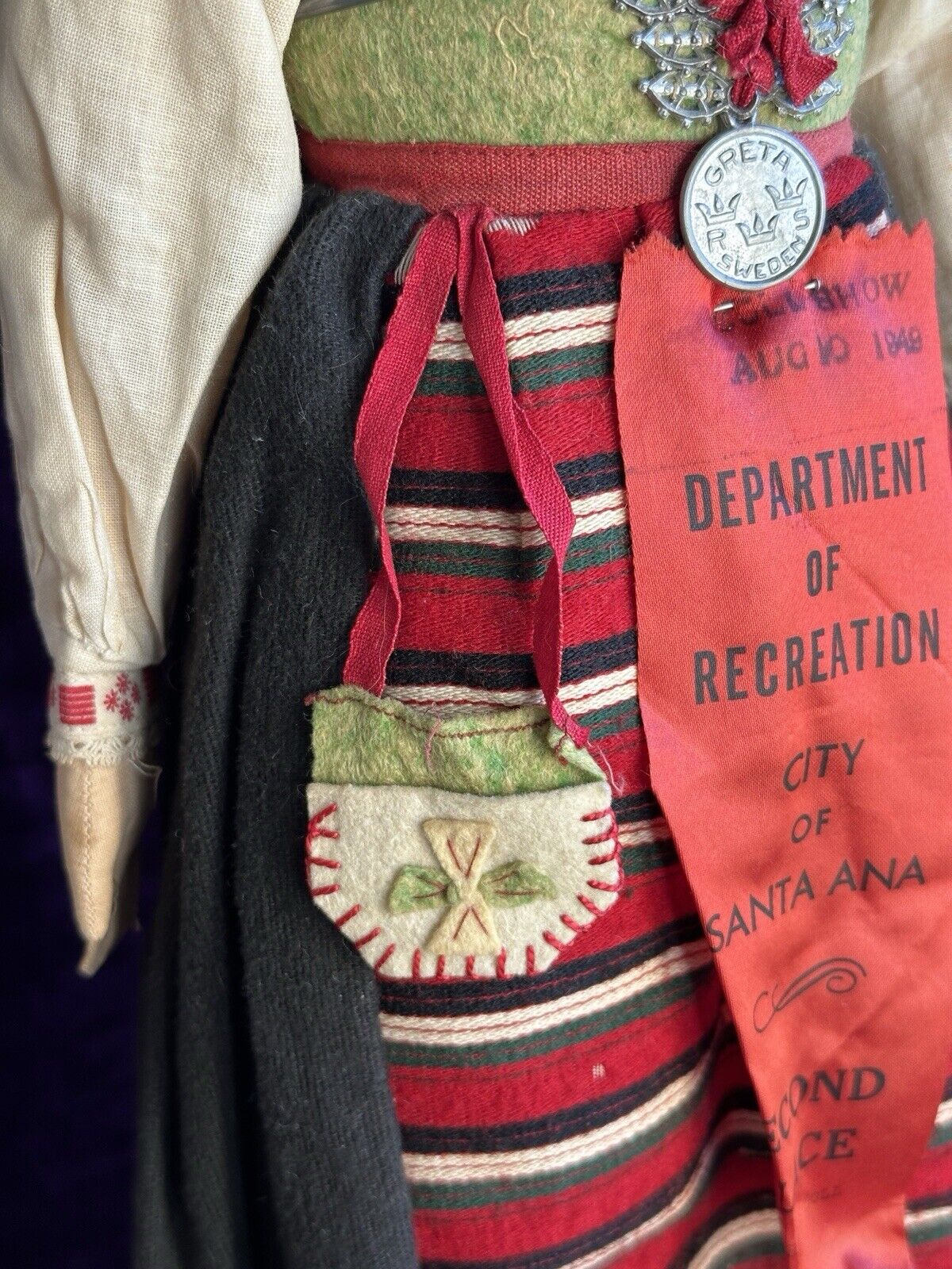 Antique European 24” Cloth Boudoir Style Greta Doll Made In Sweden