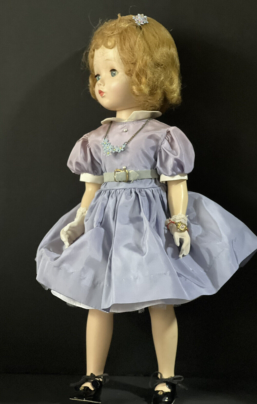 Original Vintage 1950’s Madame Alexander 18” Binnie Doll Lavender Dress Outfit