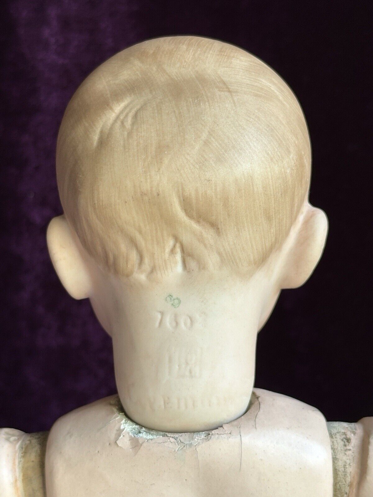 Antique German 14.5” Gebruder Heubach 7602 Pouty Bisque Head Character Boy Doll