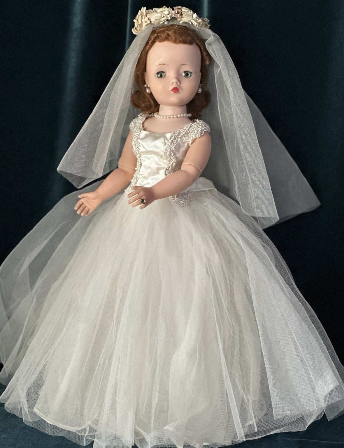 Vintage 1950’s Madame Alexander 20” Cissy Hard Plastic Doll Tagged Bride Outfit
