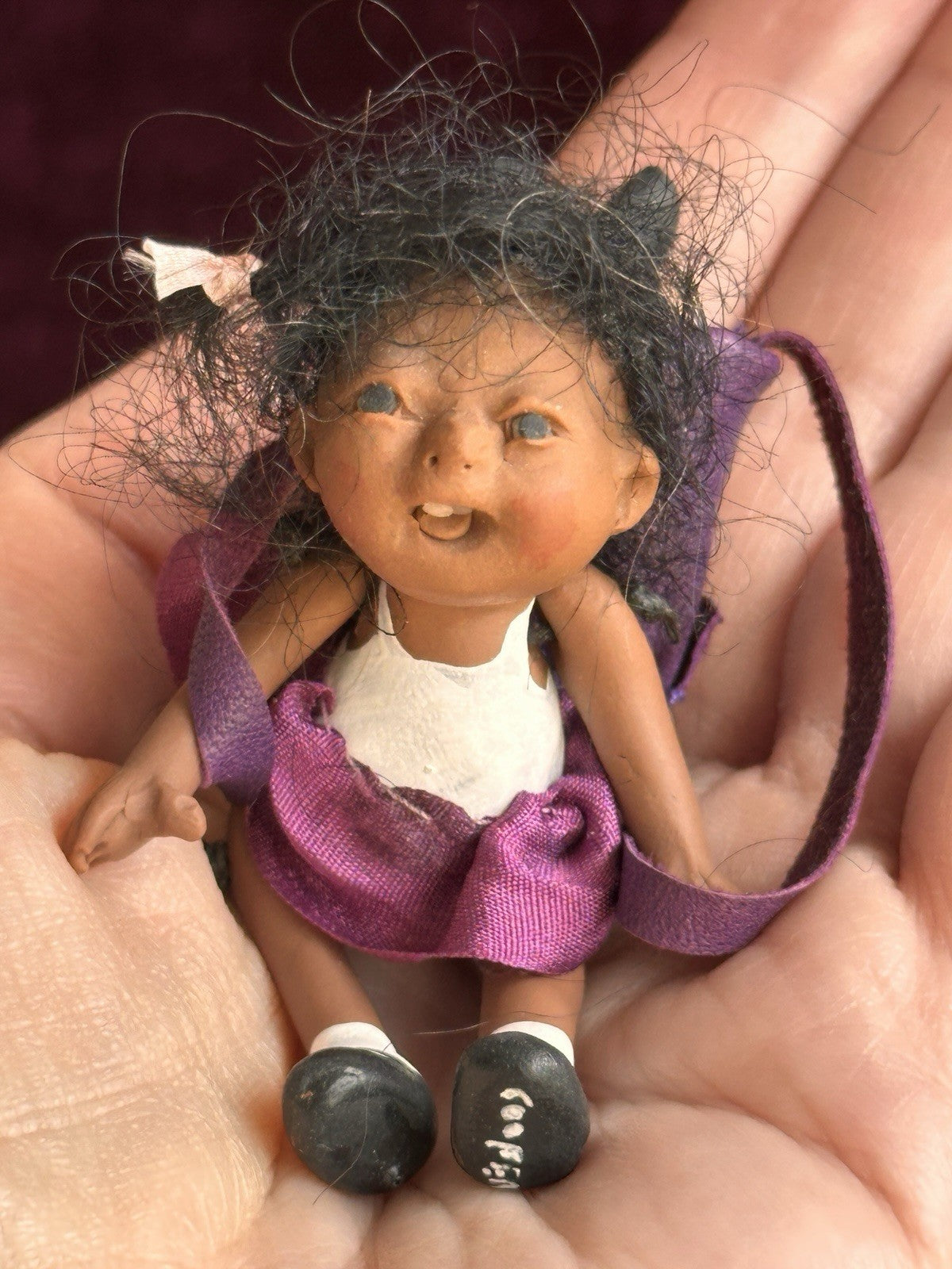 OOAK Miniature 2.75” Handmade Elizabeth Cooper Polymer Clay Girl Doll