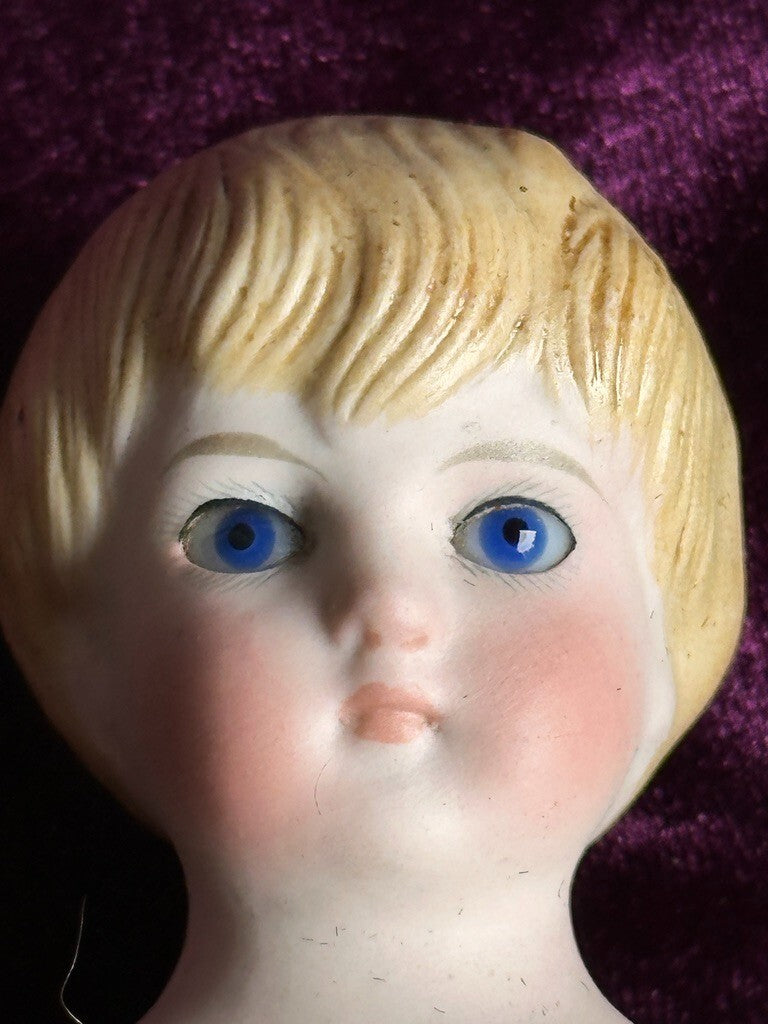 Antique German Miniature 8" Kling 131 Glass Eyes Molded Parian Bisque Child Doll