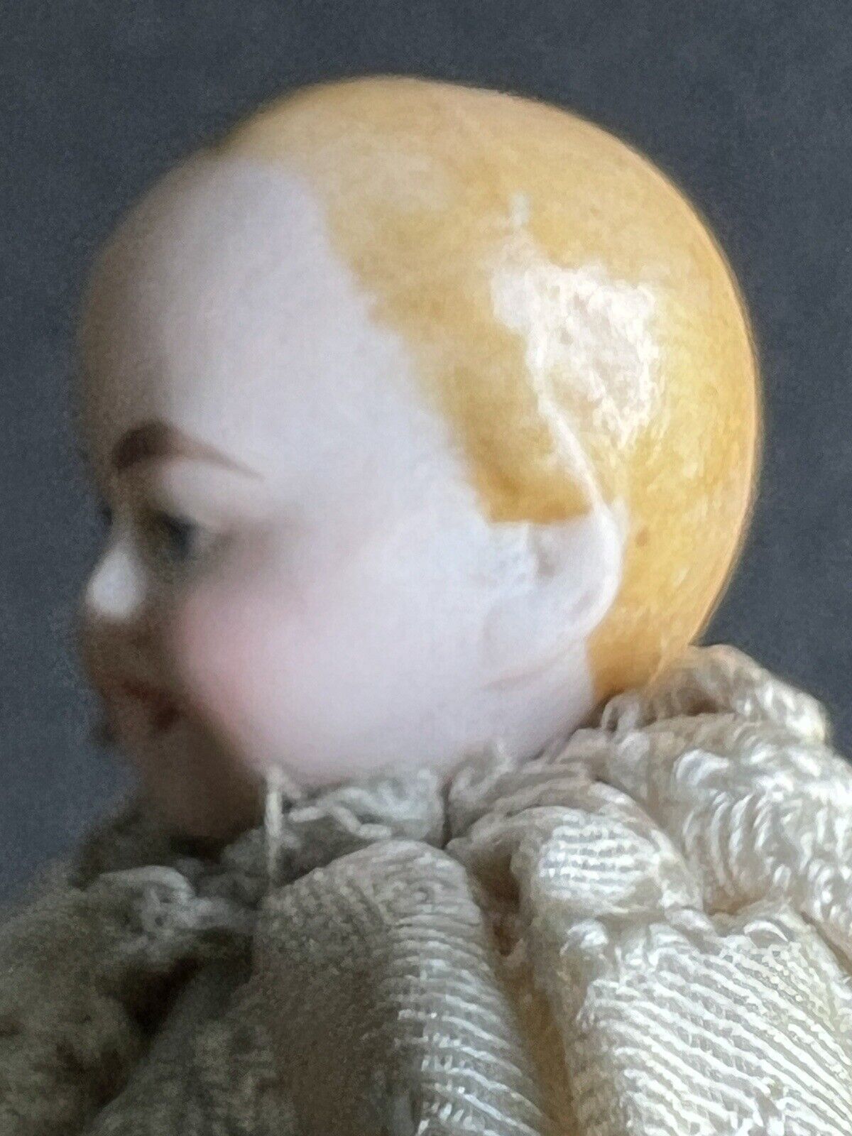 Rare Antique German 4.75” Bisque Shoulder Head Dollhouse Bald Man Doll