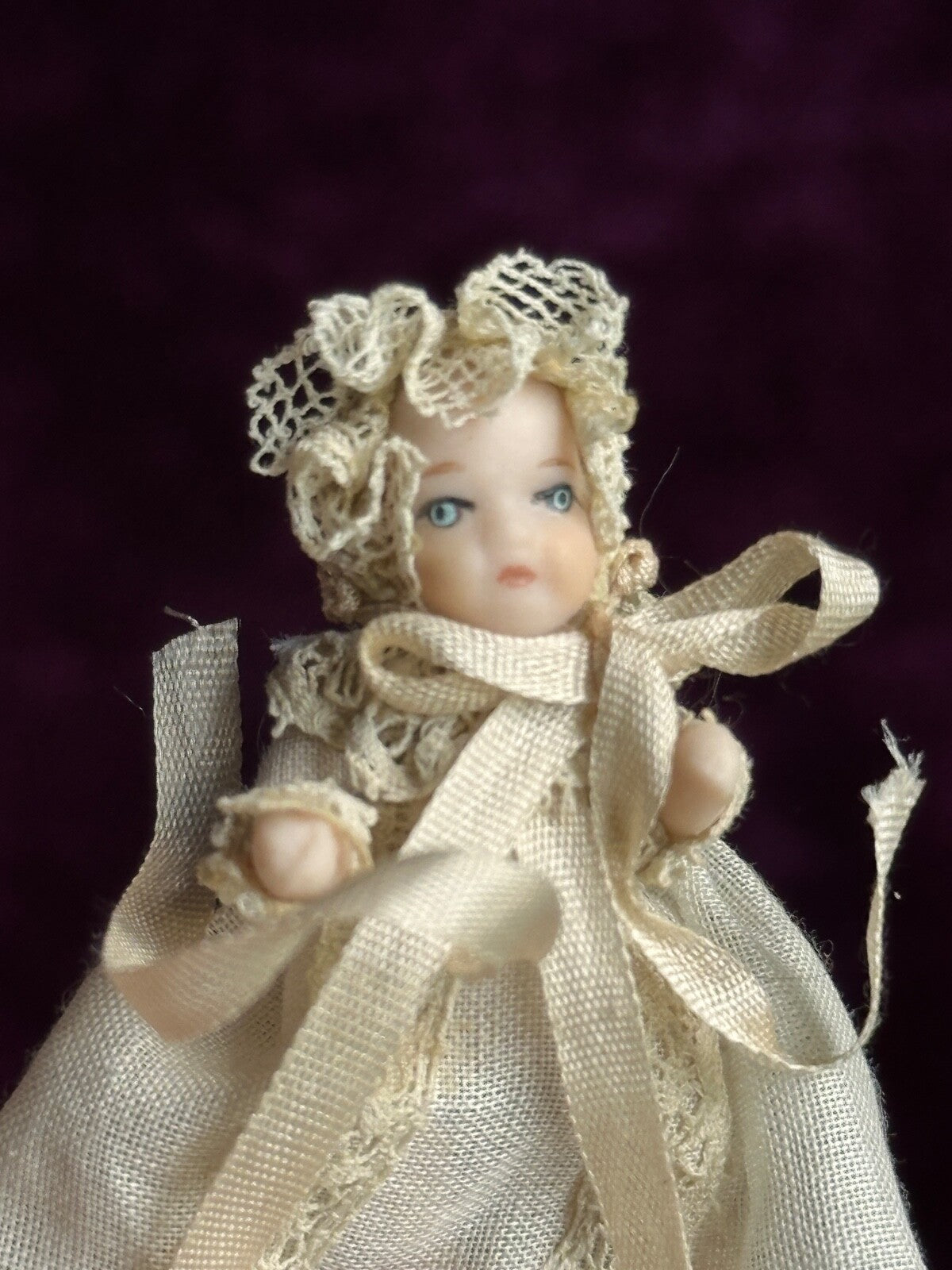 Porcelain 7” Reproduction of Antique Simon Halbig Mignonette Doll with Baby