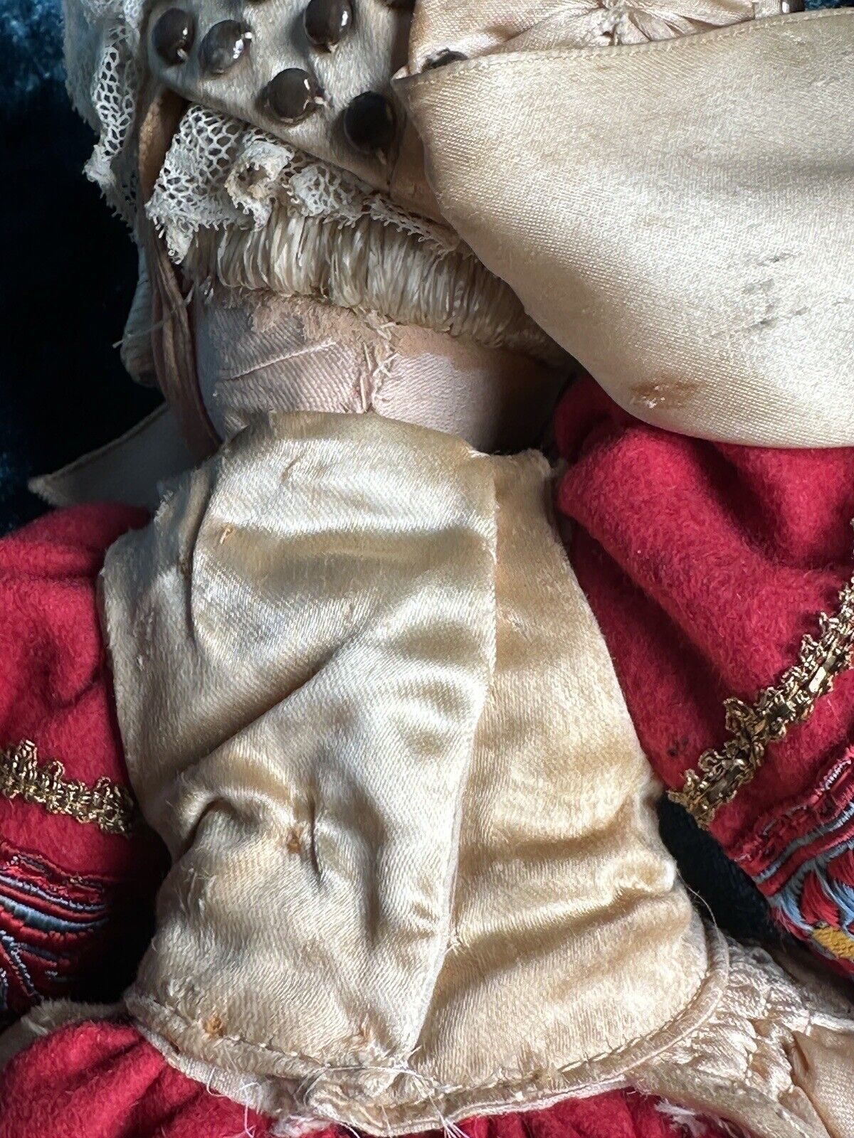 Pair of Rare 13” Antique French Calvaire Cloth Googly Eyes Dolls