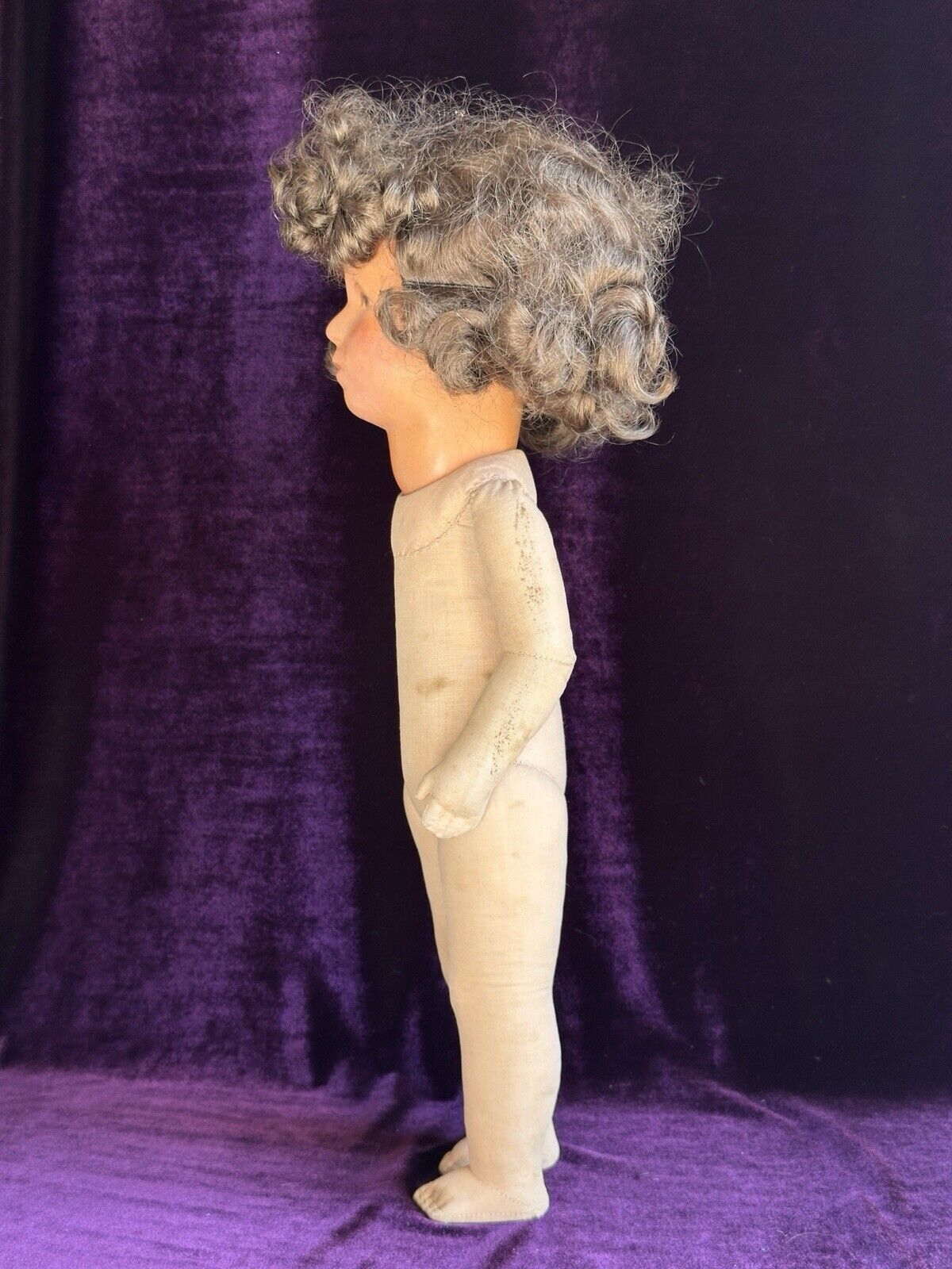 Antique German 18.5” Kathe Kruse VIII (?) Cloth Child Girl Doll with Swivel Neck