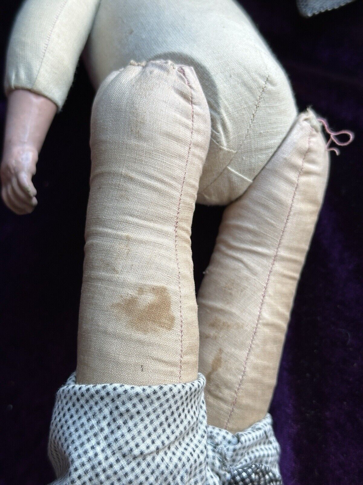 Early Antique American 15” Composition Head Cloth Body Character Doll