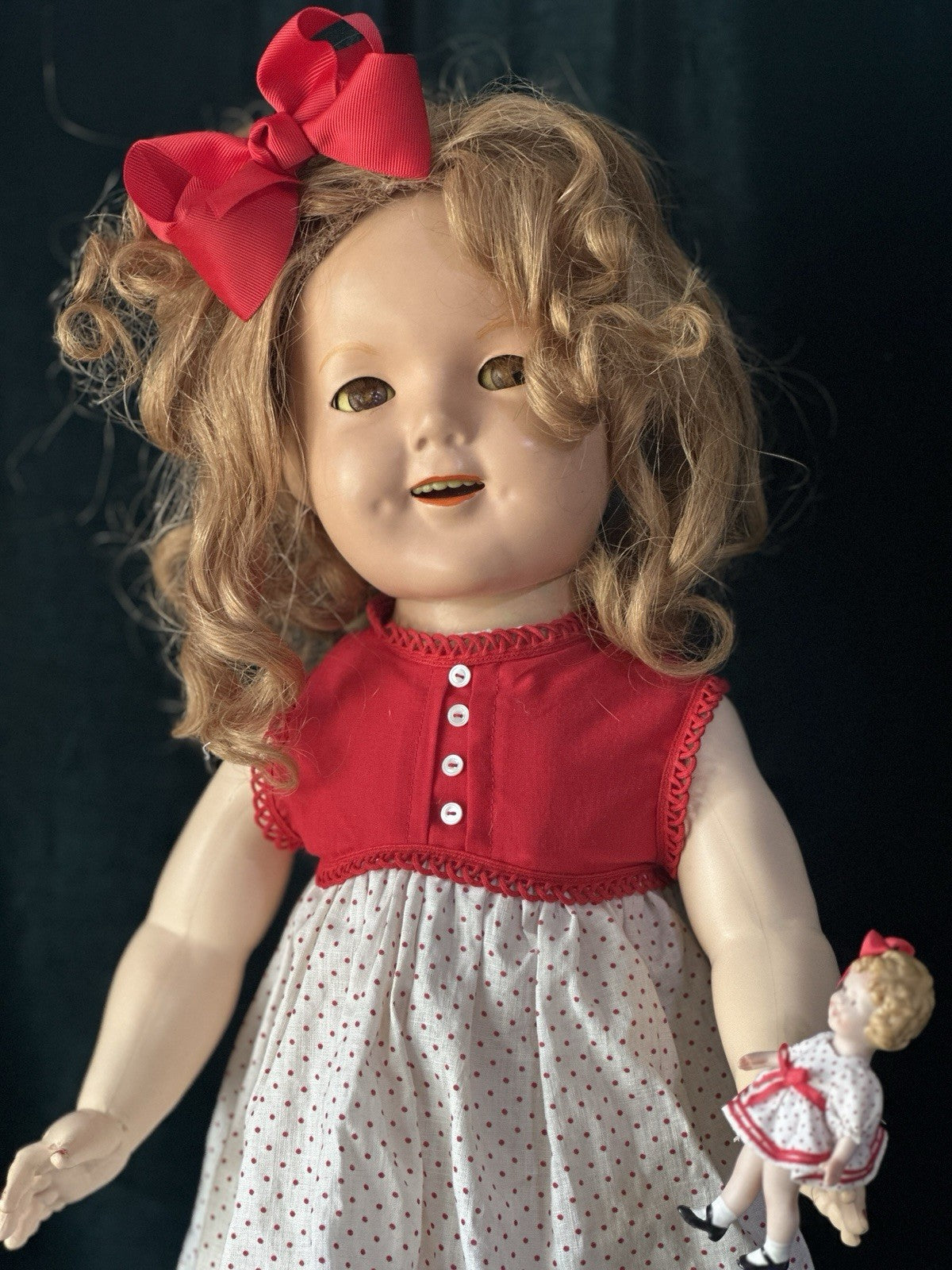 Vintage IDEAL All Composition Shirley Temple 27” Doll Flirty Eyes