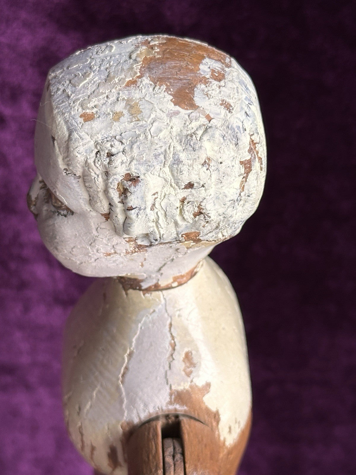 Rare Early American 15” Joel Ellis Metal Wood Jointed Doll