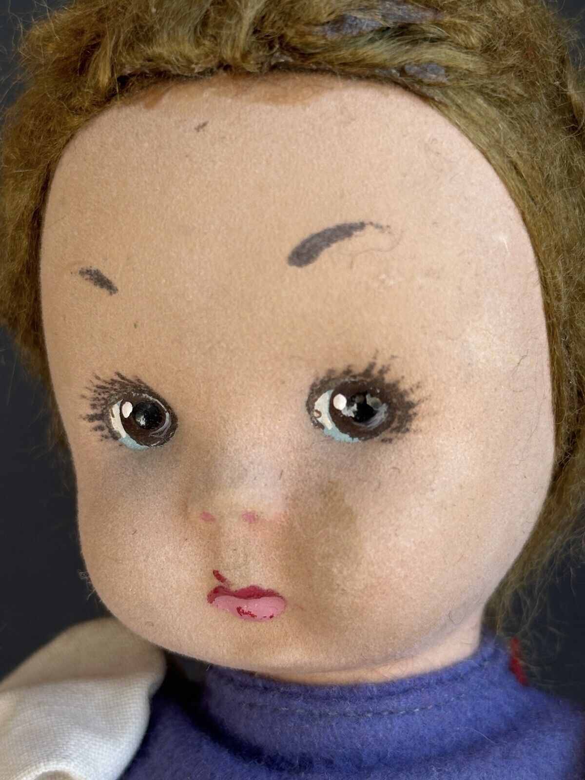 Vintage Italian 11” Lenci BC Model Cloth Felt Girl Doll