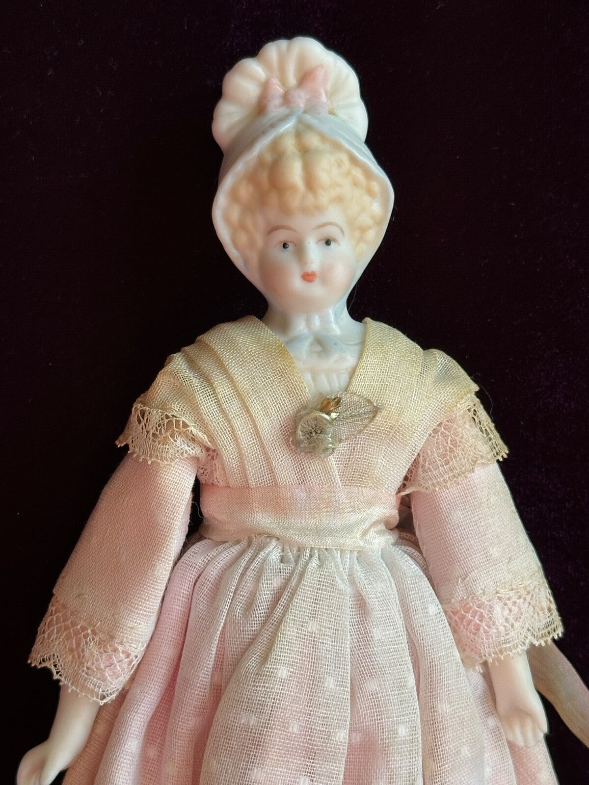 Vintage 8.25” Miniature Reproduction of Antique German Hertwig Parian Doll