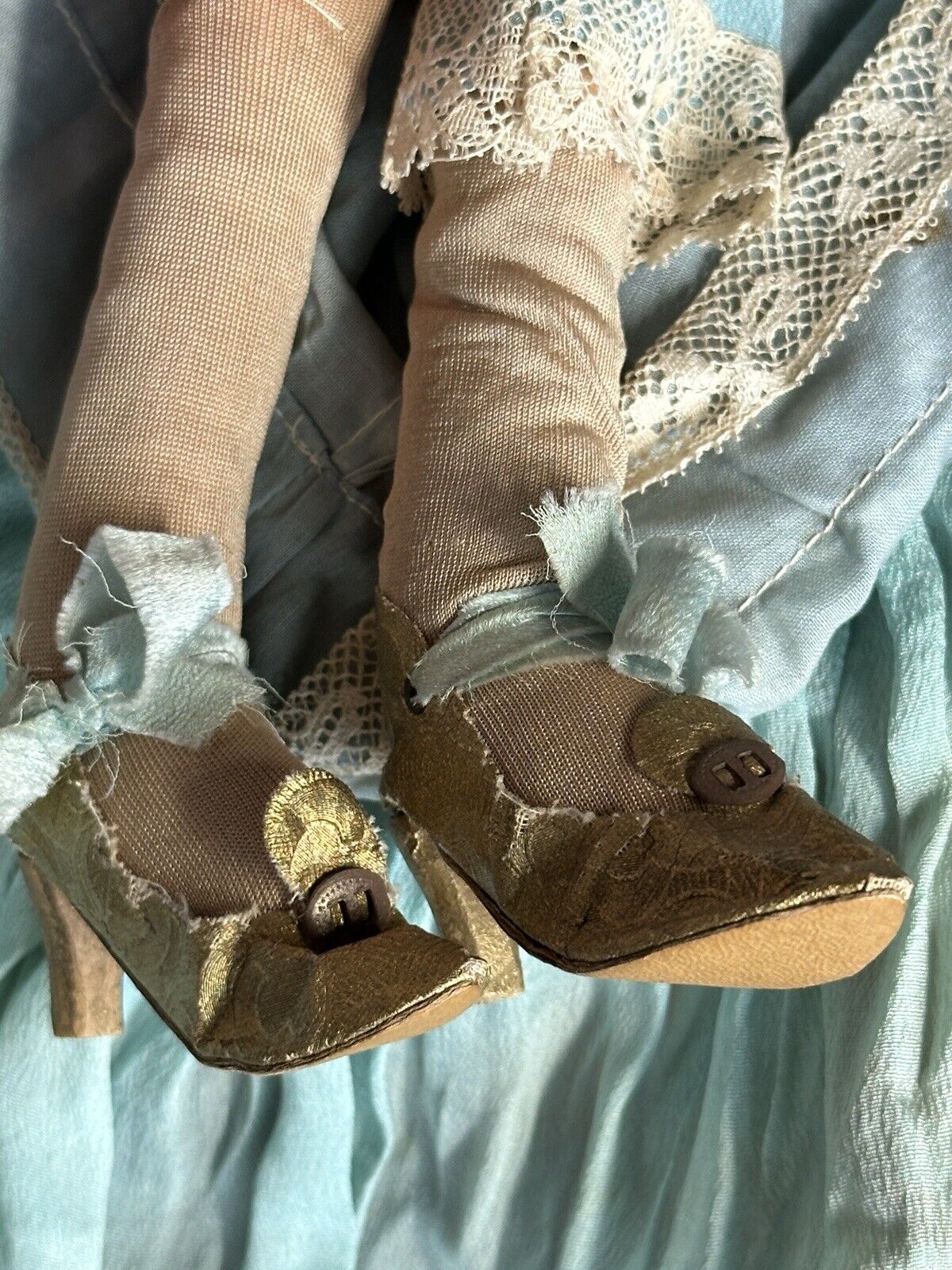 Rare Antique 27" Composition Cloth Art Deco Style French Boudoir Doll Glass Eye