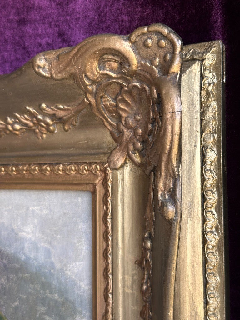 Ritta Boemm Oil Painting Käthe Kruse Dolls Signed Original Artwork in Gilt Frame