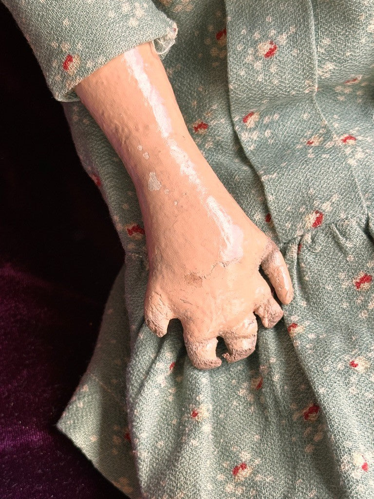 Antique American Primitive 20.5" Oil-Painted Cloth Rag Folk Art Doll