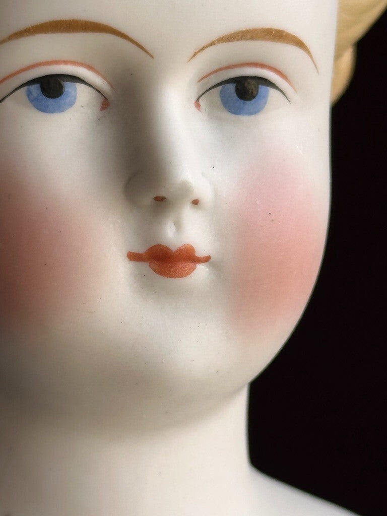 Antique German 16.5” Parian China Bisque Shoulder Head Fashion Doll