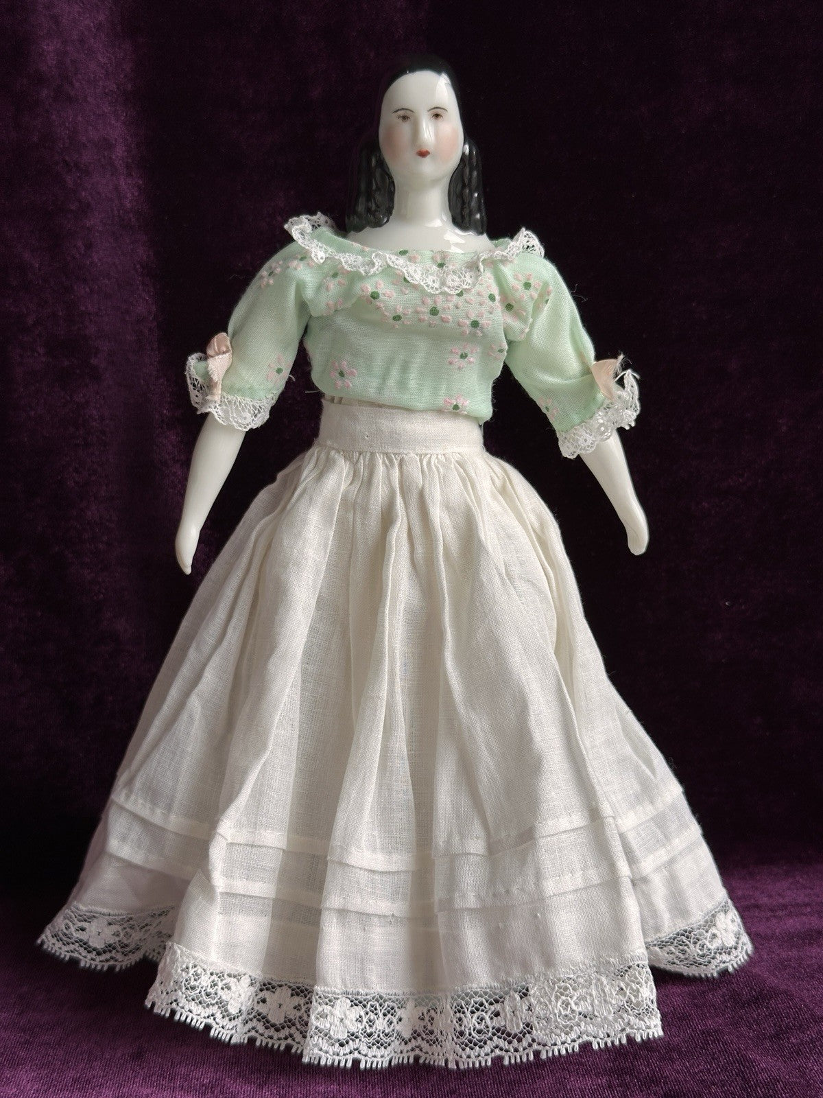 Vintage Petite 9.5” Reproduction of Antique German Lydia China Doll