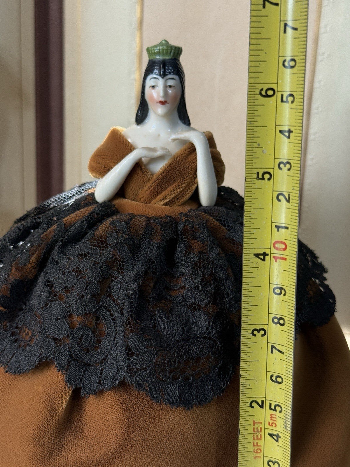 Rare Antique German Art Deco Pin Cushion Half 6 1/2” Doll
