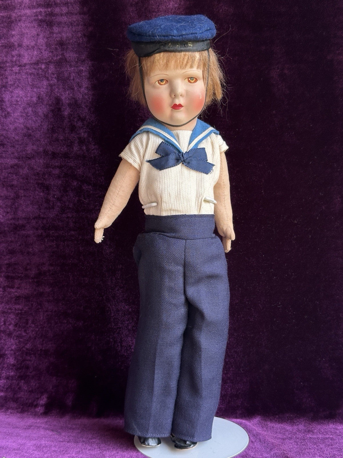 Vintage 15” Italian/French Raynal Style Cloth Sailor Boy Doll