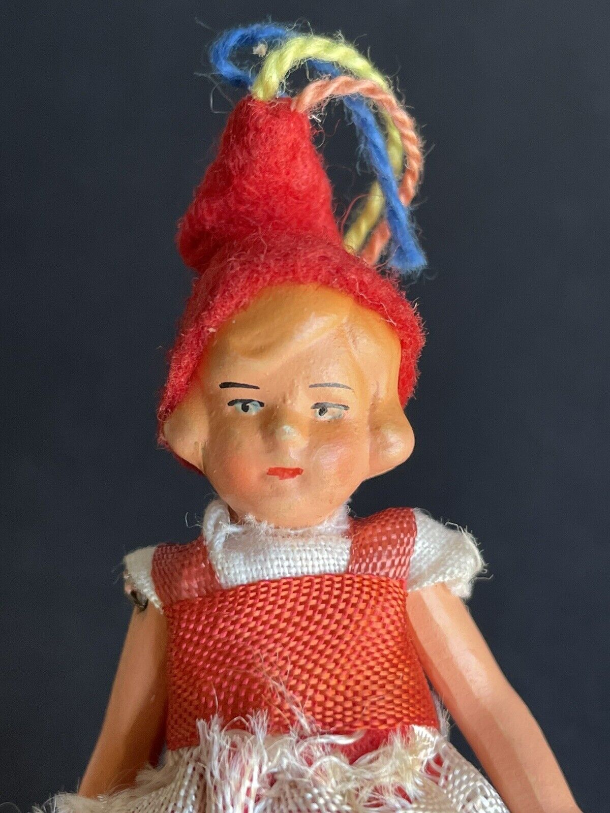 Pair of Antique German Hertwig All Bisque Miniature Dollhouse Boy and Girl Dolls