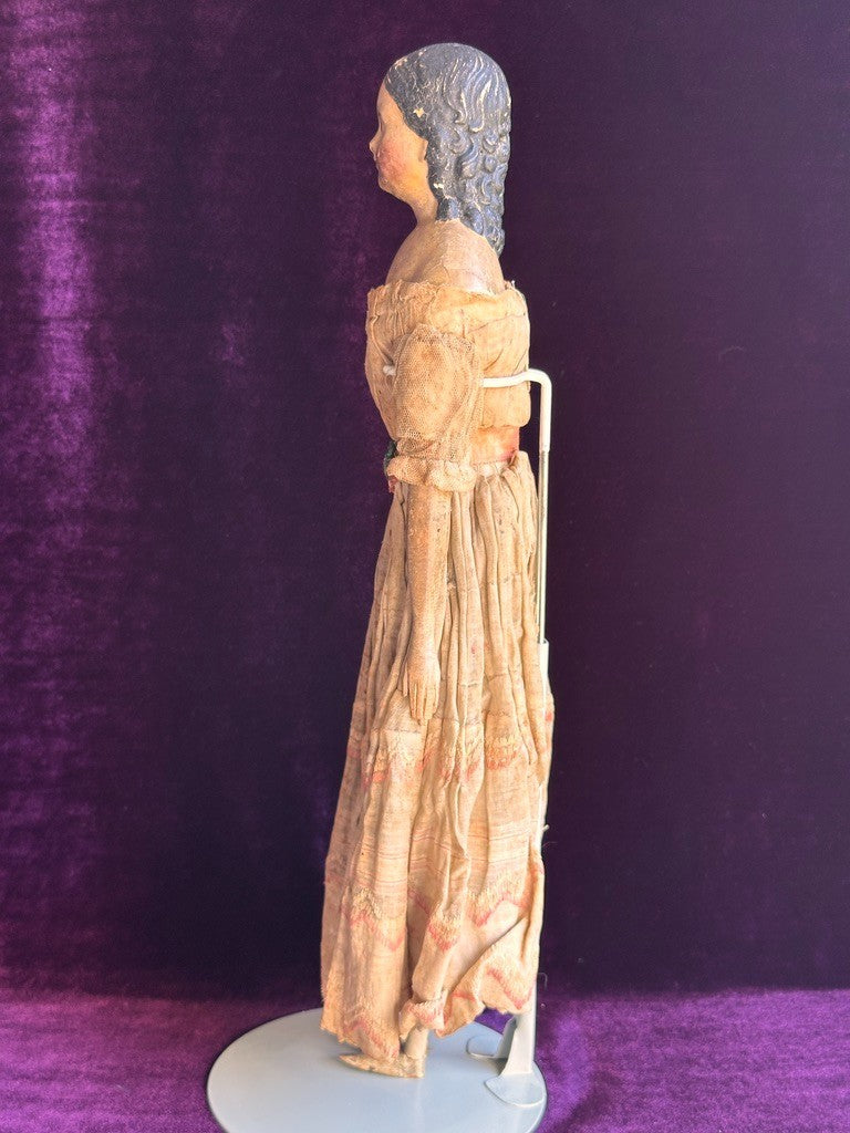 Large Antique German 18” Papier Mache Milliner’s Model Spill Curls Doll