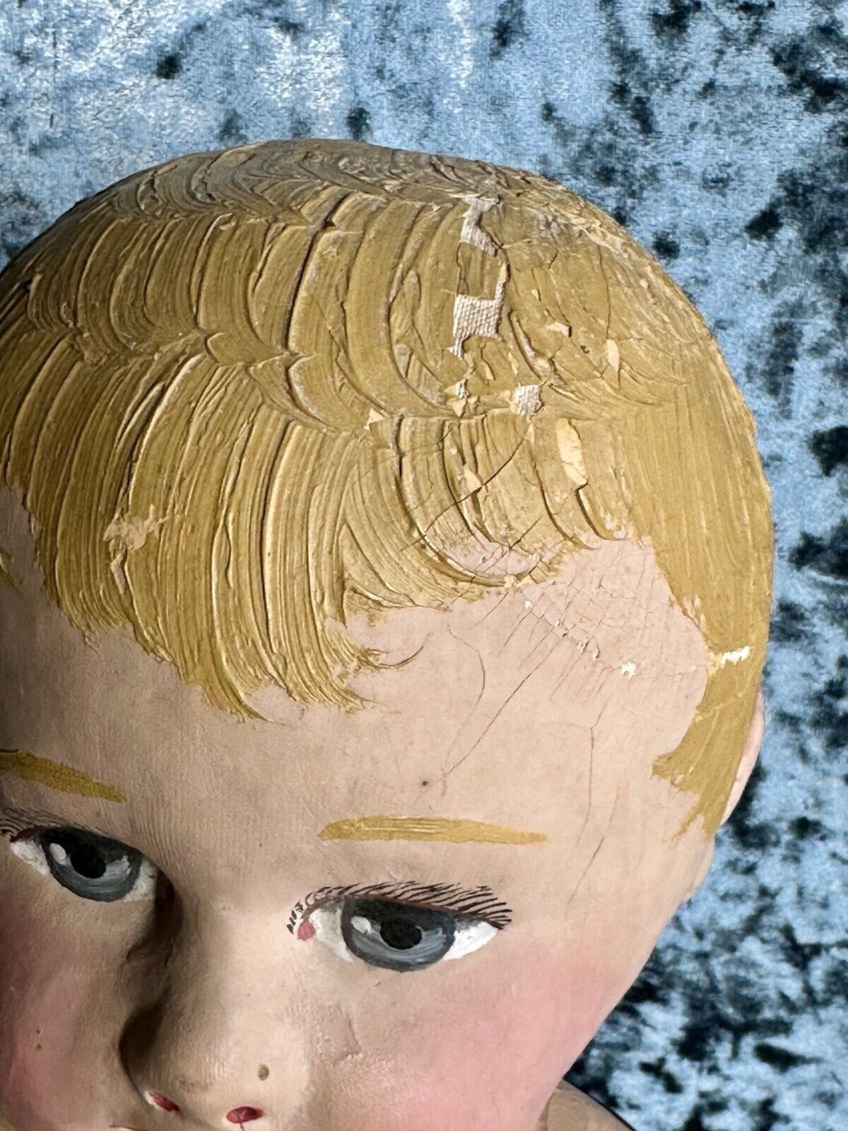 Large Antique American 25” Martha Chase Stockinette Oil Painted Baby Doll