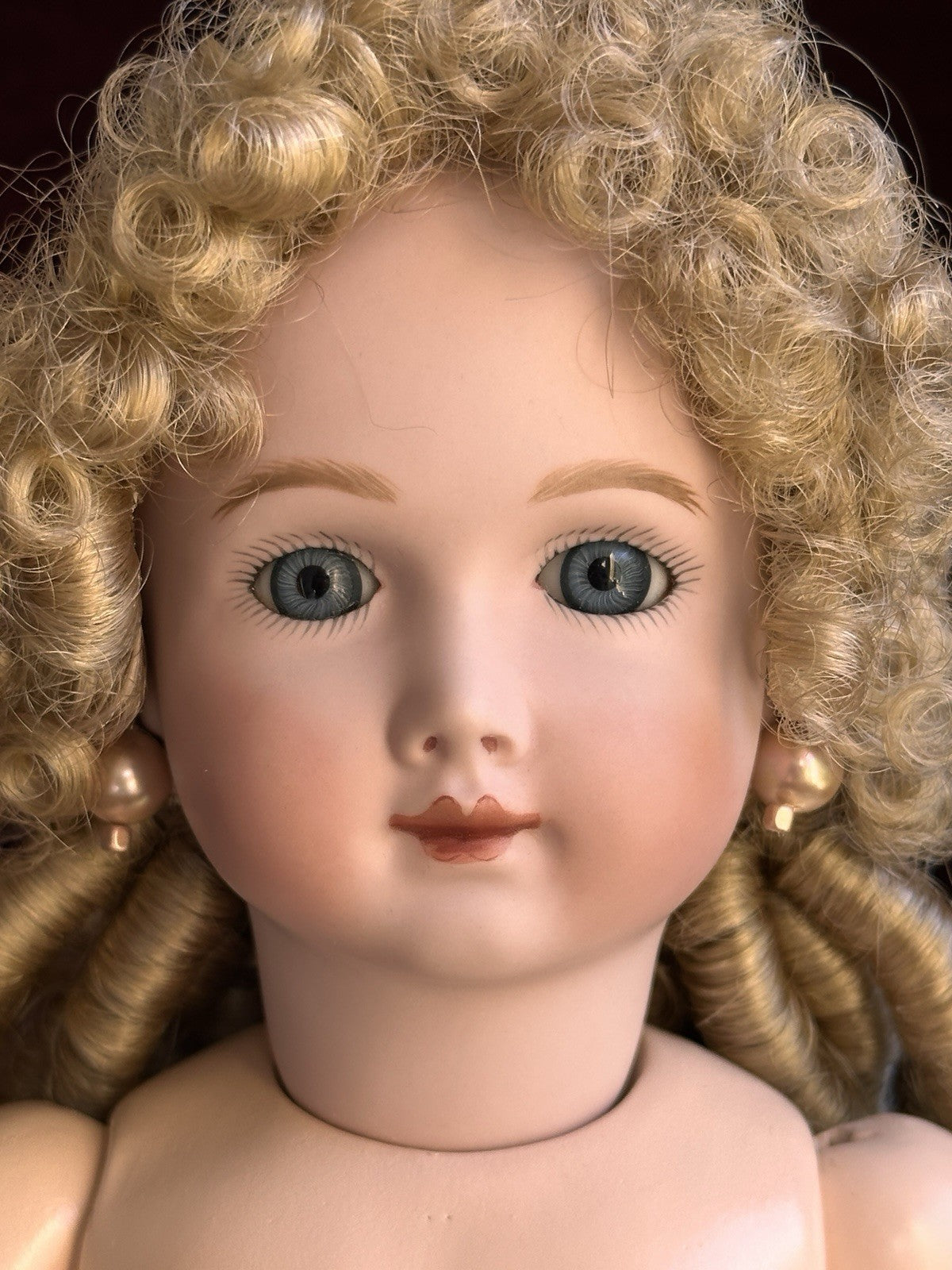 Vintage 17” Porcelain Compo Reproduction of Antique French Jumeau Triste Doll
