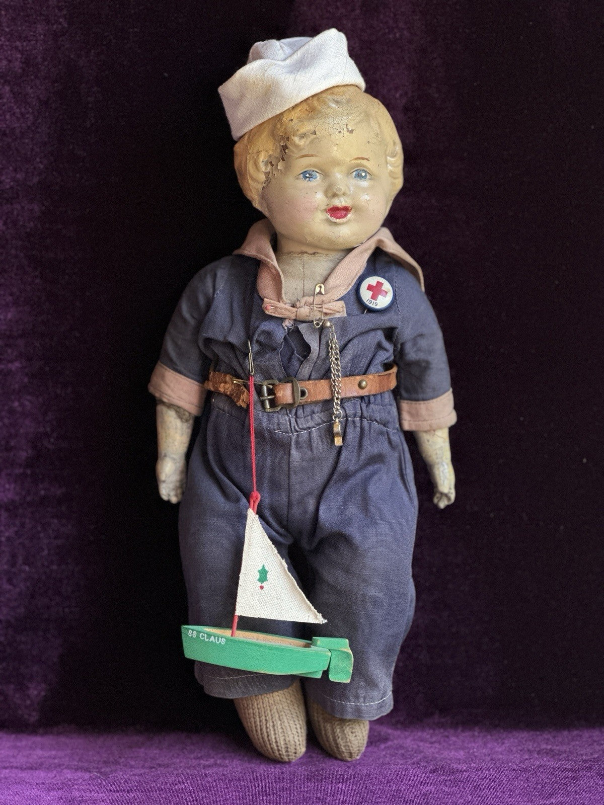 Antique American 14” Early Composition Natural Doll Company Boy
