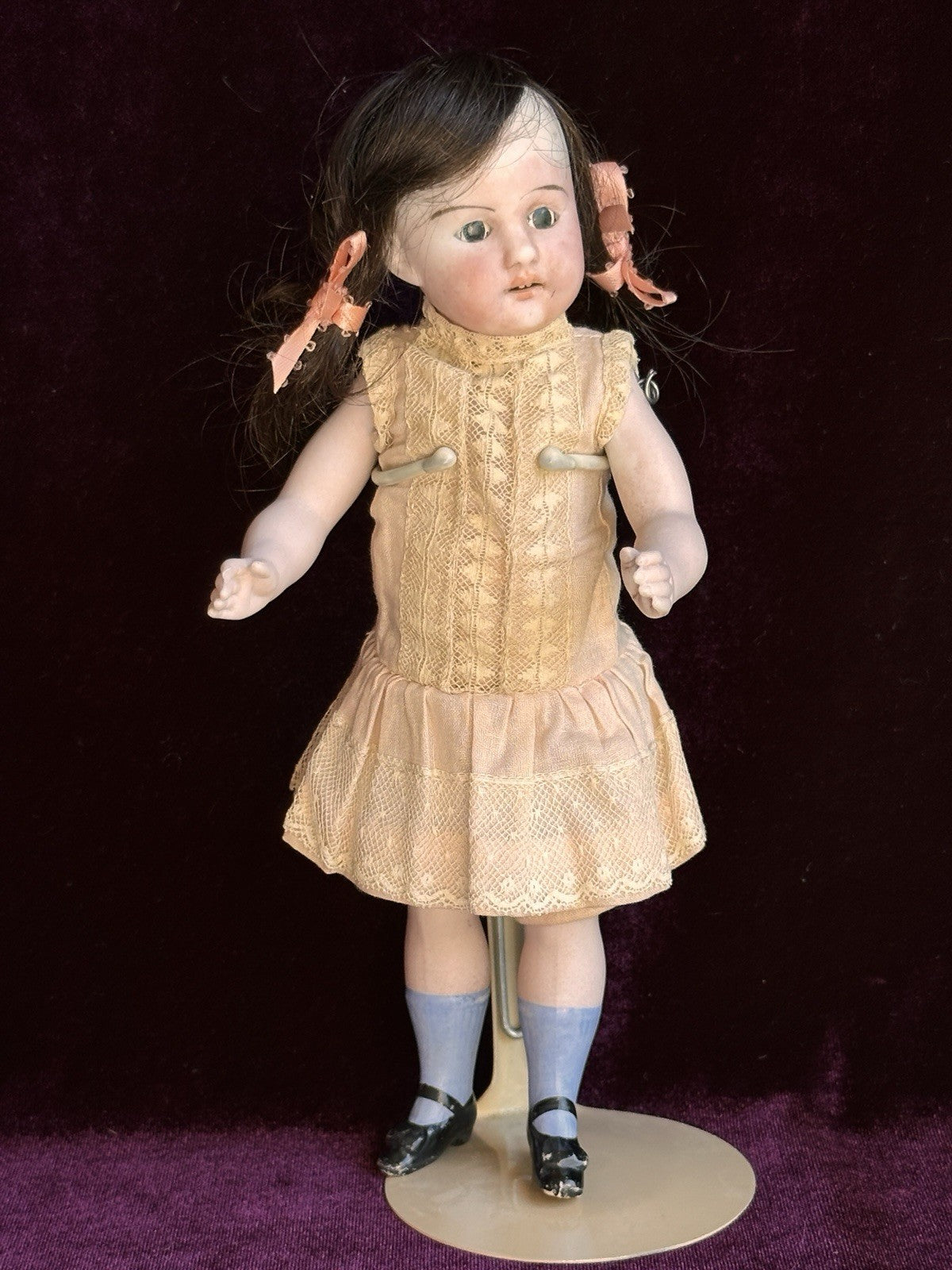 Large 8.5” Antique German Simon Halbig (?) All Bisque Mignonette Doll Knoch Head