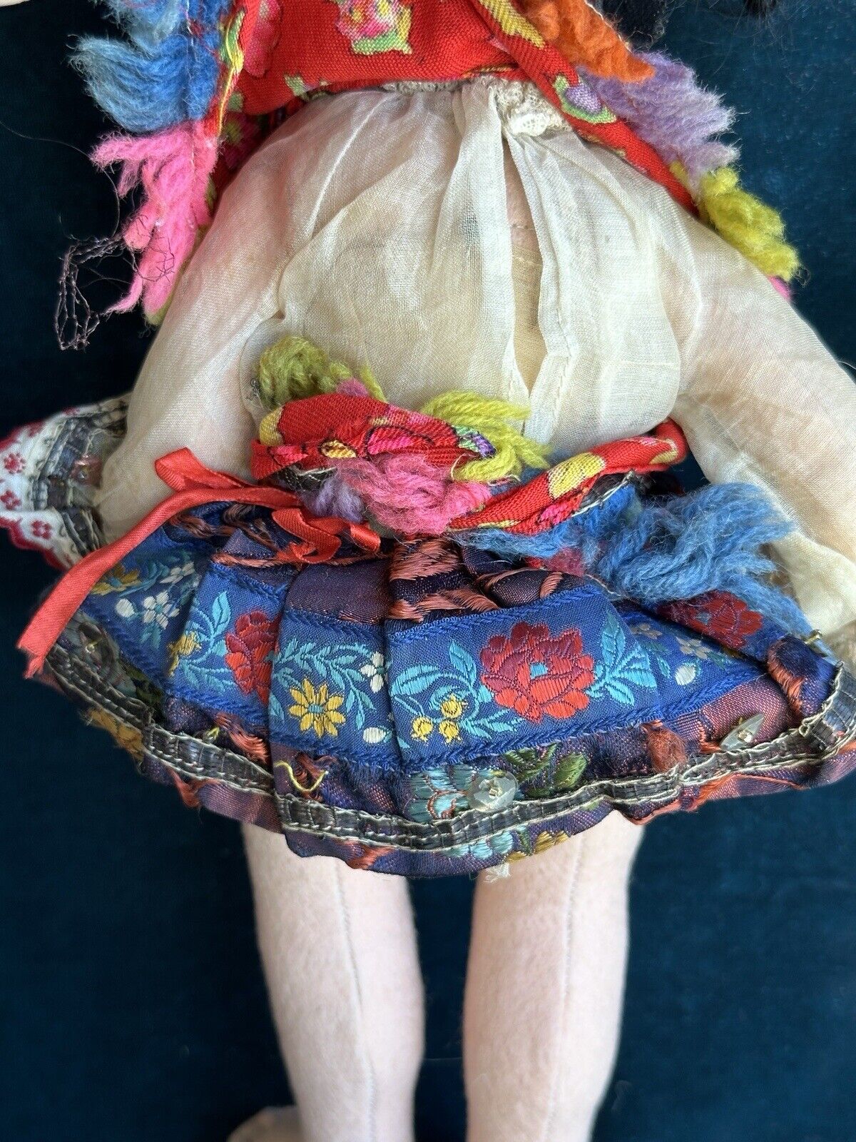 Very Rare 14” Vintage Lenci Portrait (?) Ethnic Felt Boudoir Style Doll