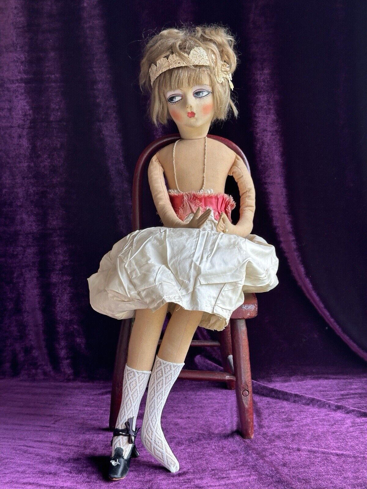 Vintage American 30” Etta French Art Deco Style Boudoir Doll
