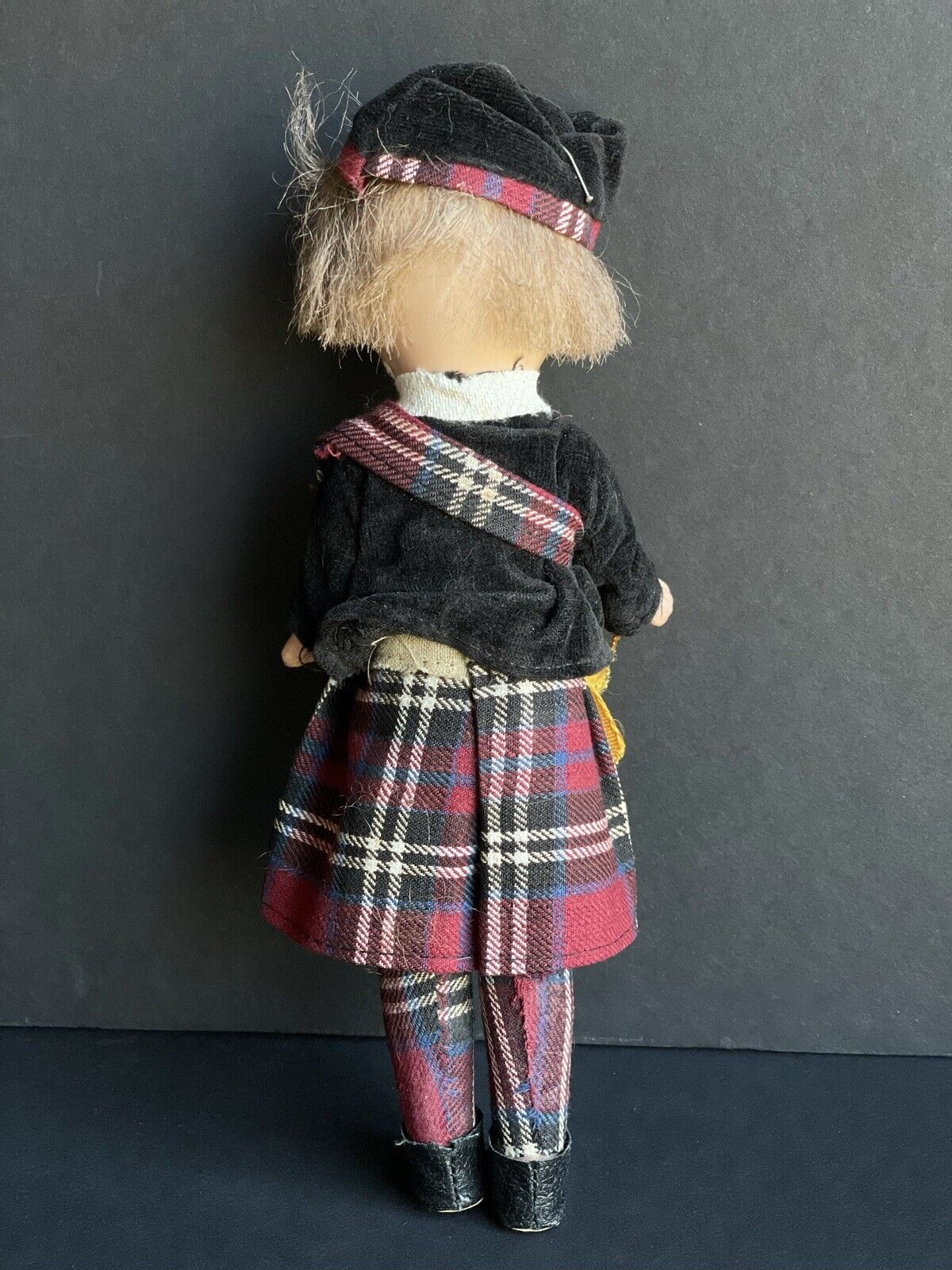 Antique German (?) 8” All Bisque Scottish Boy Doll in Original Box