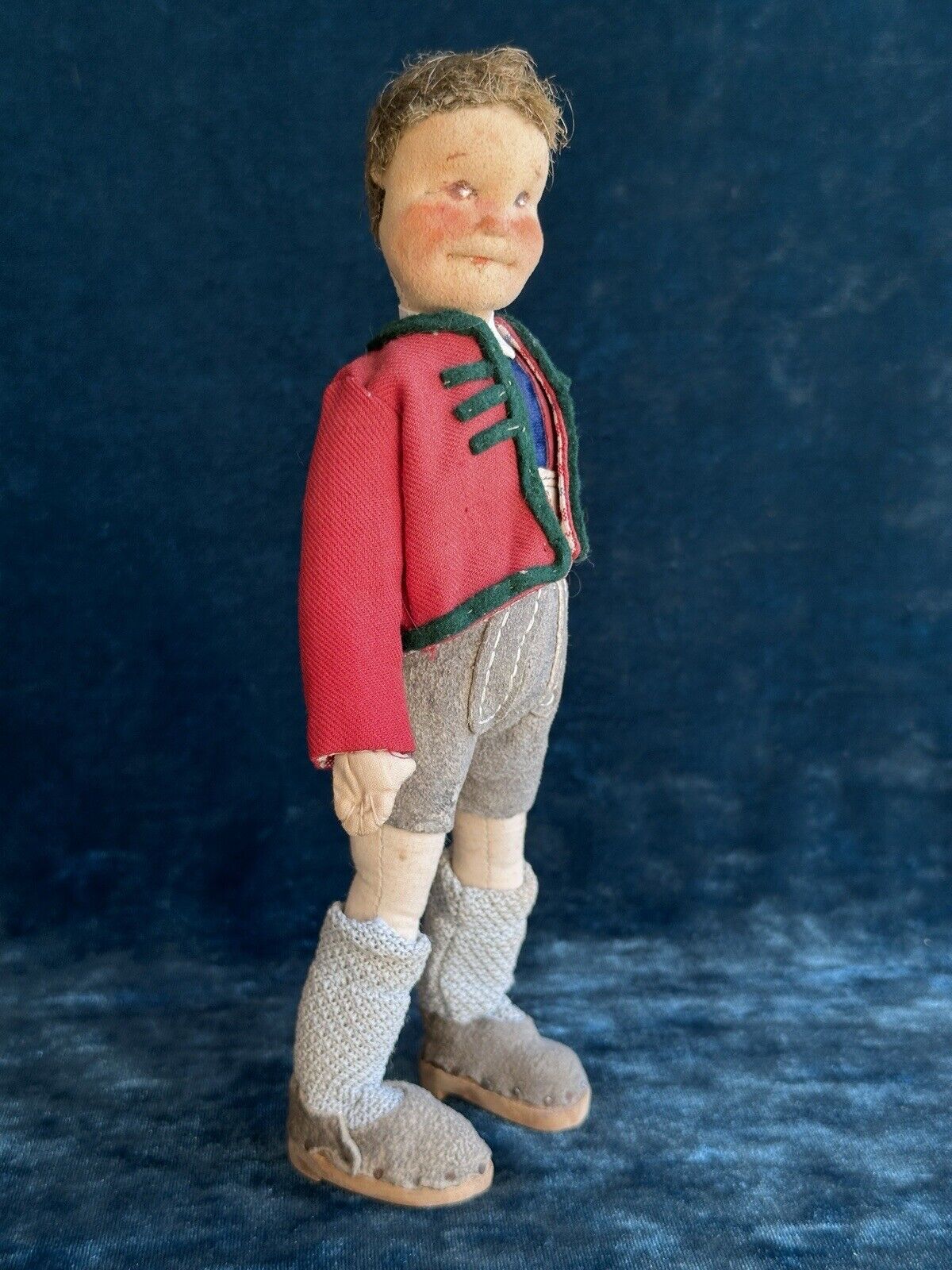 Unidentified Vintage (?) 8.5” Cloth Leather Boy Doll