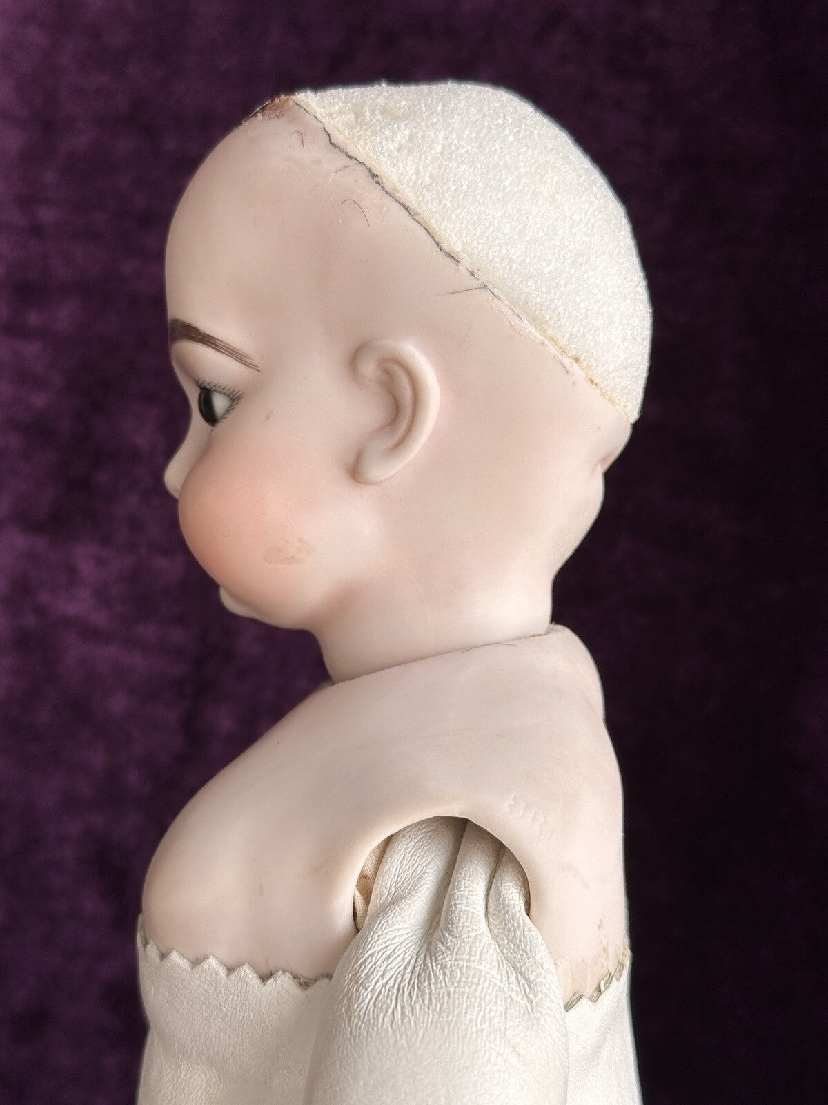 Vintage Porcelain 19” Repro of Antique French Bru Circle Dot Doll by Clara Wade