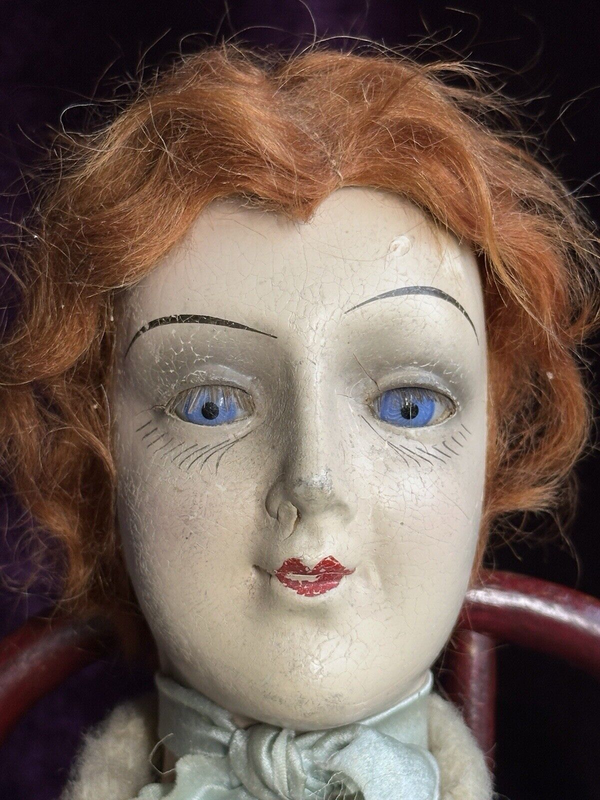 Rare Antique 27" Composition Cloth Art Deco Style French Boudoir Doll Glass Eye