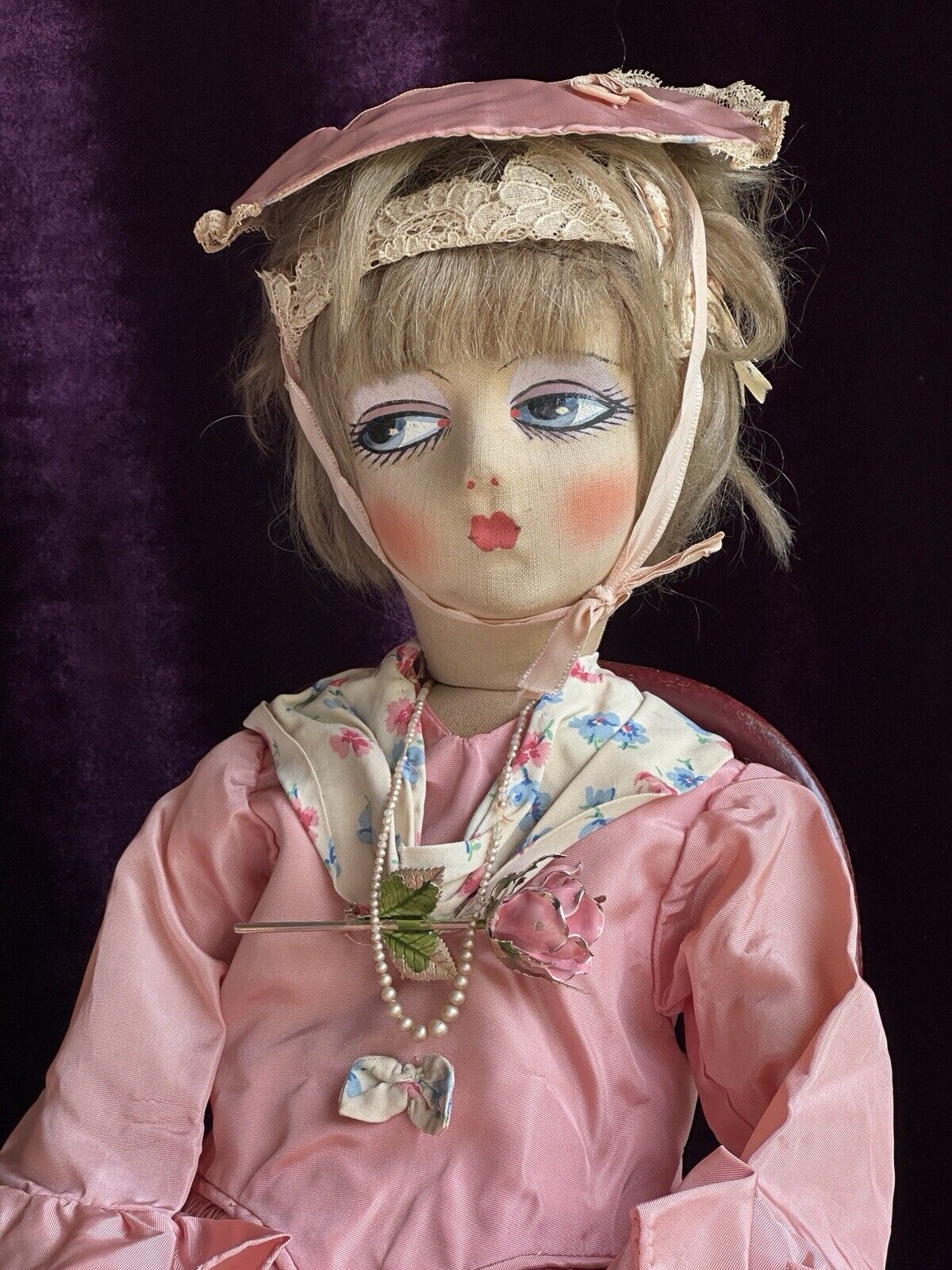 Vintage American 30” Etta French Art Deco Style Boudoir Doll