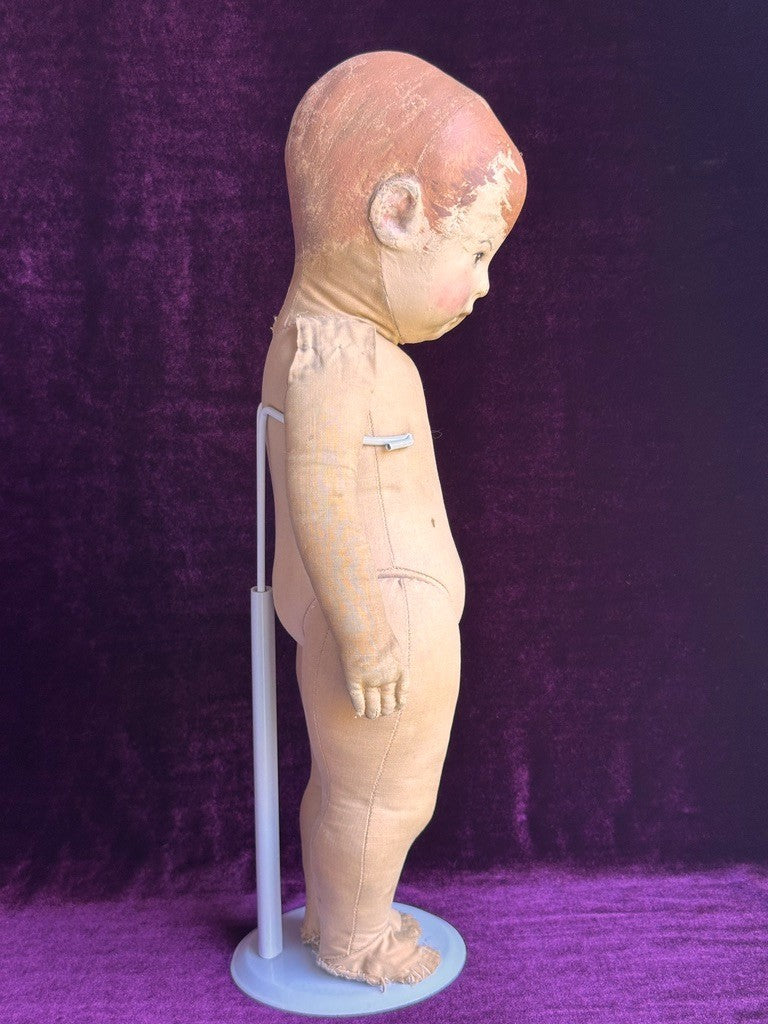 Early Antique German 17.5” Kathe Kruse Type I Cloth Rag Doll Wide Hips