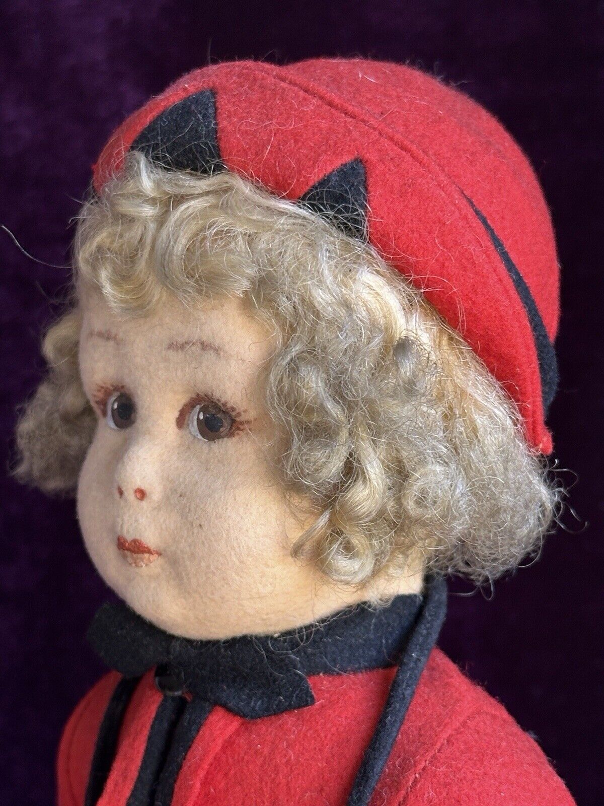 Vintage Italian All Original 12” Lenci 111 Series Felt Cloth Doll