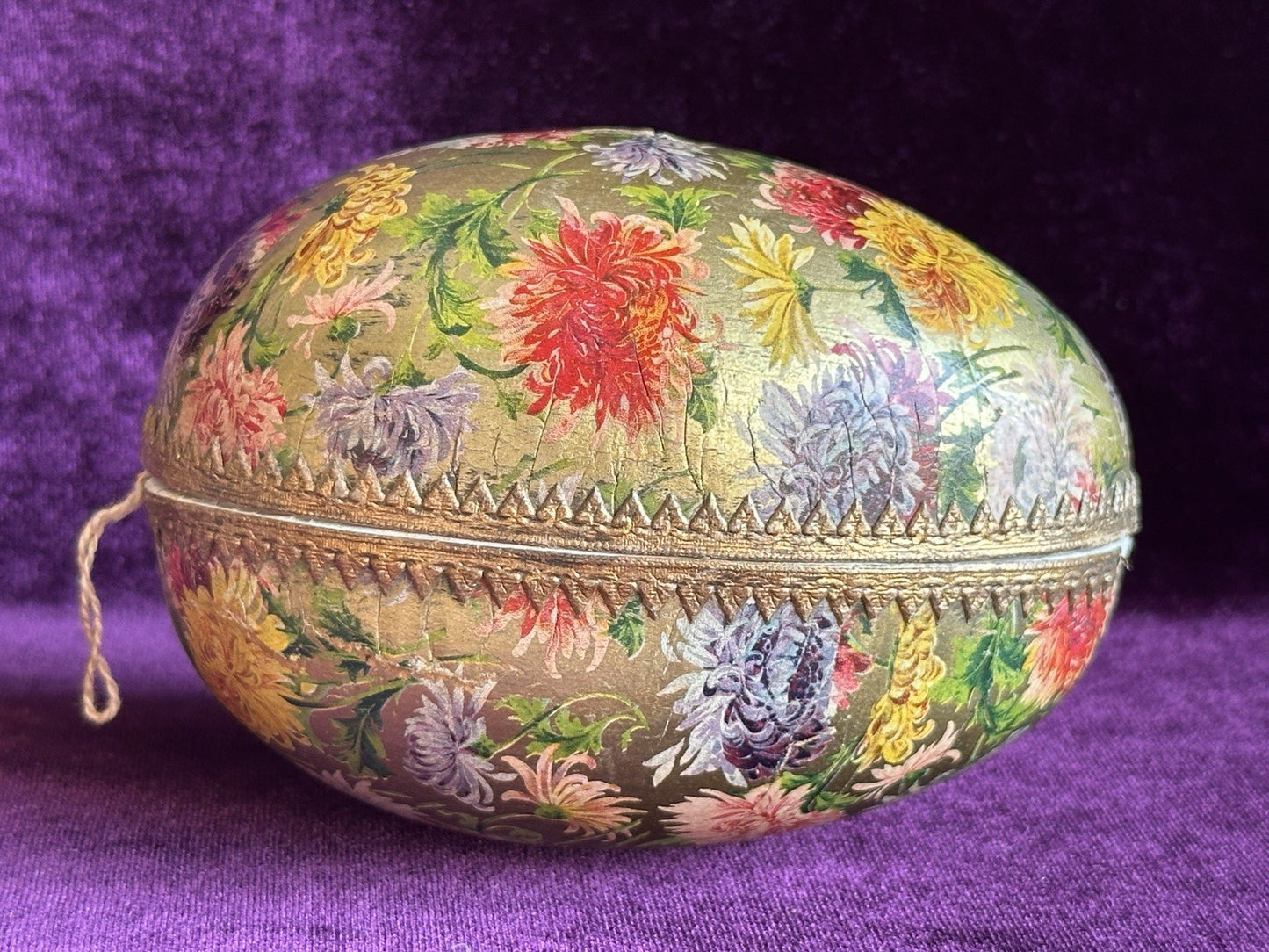 Antique German Easter Egg with All Bisque Miniature 3.25” Mignonette Doll