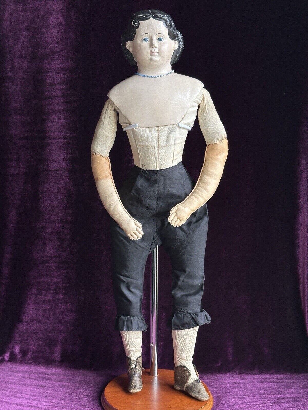 Antique American 24” Greiner Papier Mache Doll Doll with Original Label