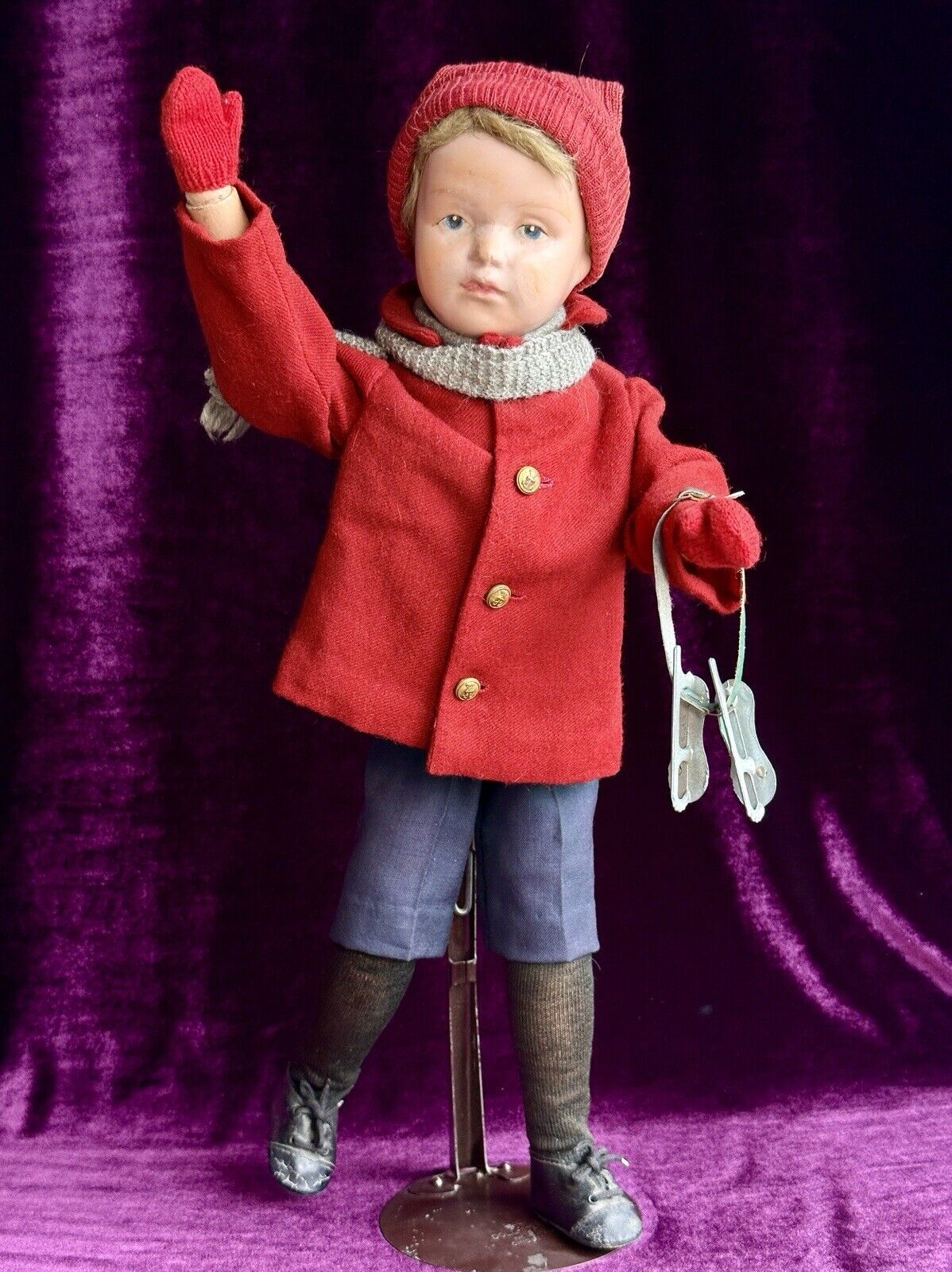 Antique American 19” Schoenhut 308 (?) Wood Carved Boy Doll