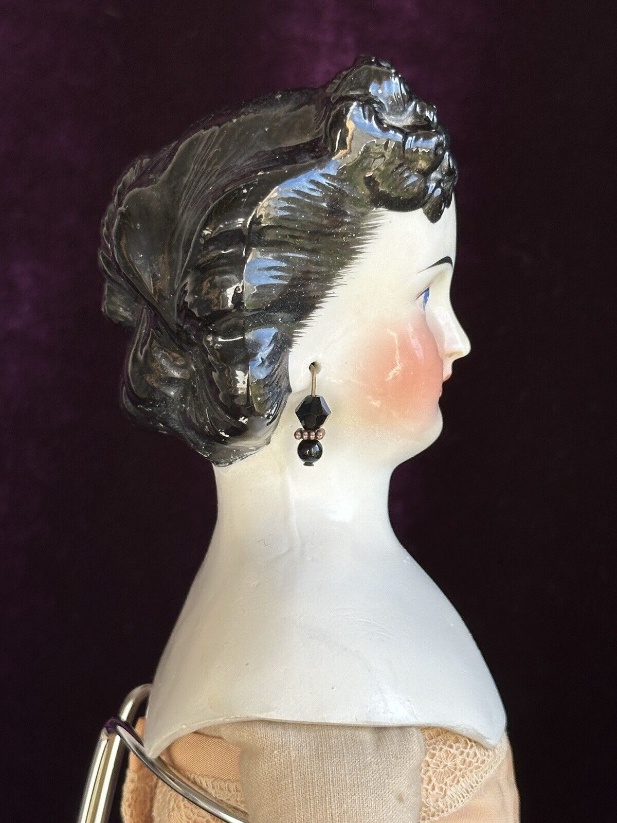 Rare Antique German 17.5” Countess Dagmar Style Brunette China Head Doll