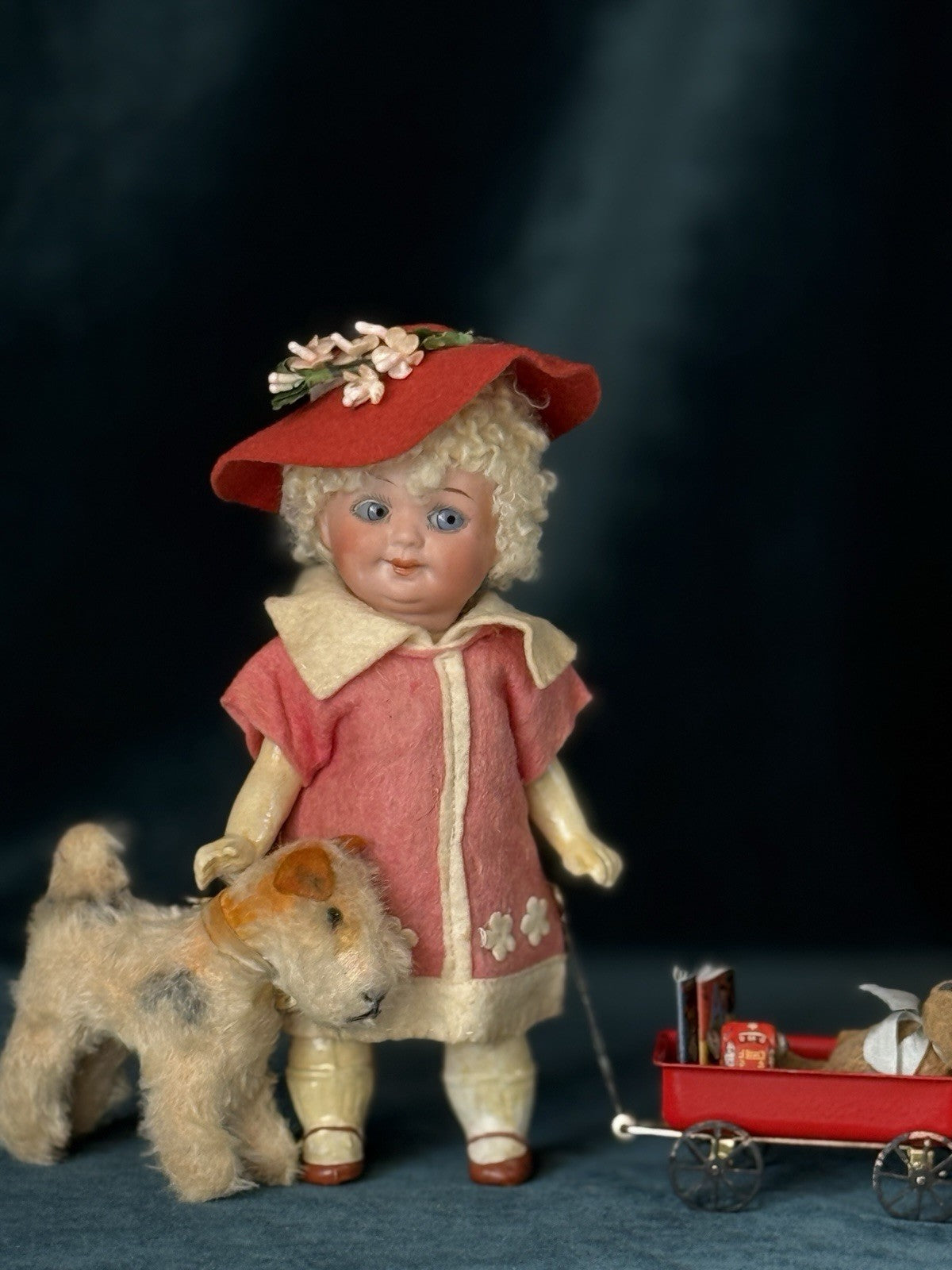 Antique German Hermann Steiner Googly Eyes 7” Doll Bisque Head