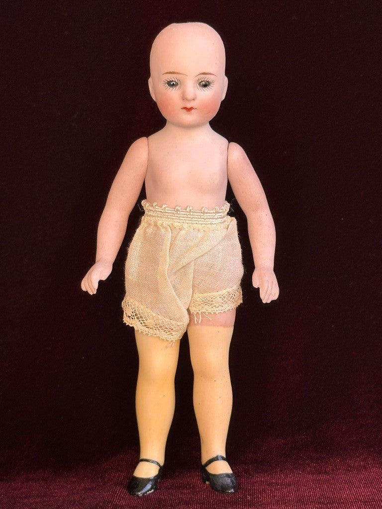Rare Antique German 6.75” Bahr & Proschild 513 All Bisque Flapper Dollhouse Doll